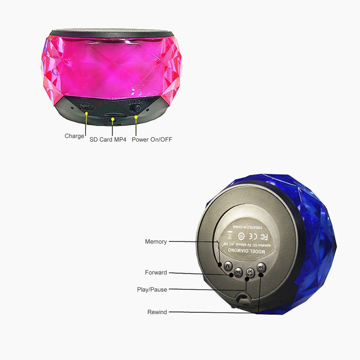 Candylight LED Stereo Bluetooth Mini Speaker – Portable MP4 Player
