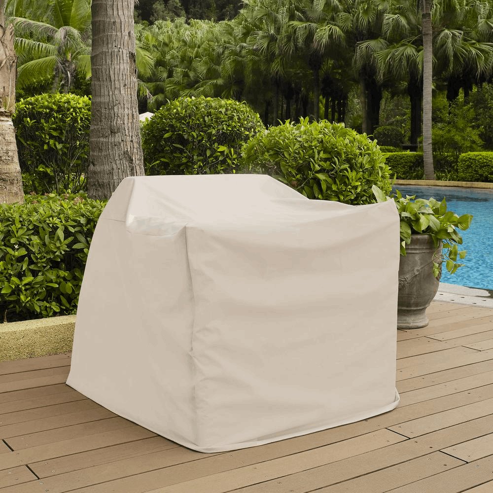 Custom-Fit Tan Vinyl Outdoor Wicker Chair Cover - Year-Round Protection! ๐ฆ๏ธ๐ช๐