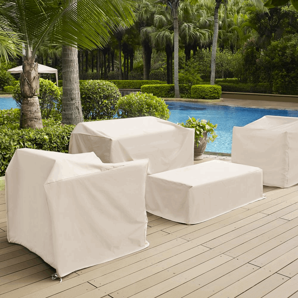 Custom-Fit Tan Vinyl Outdoor Wicker Chair Cover - Year-Round Protection! ๐ฆ๏ธ๐ช๐