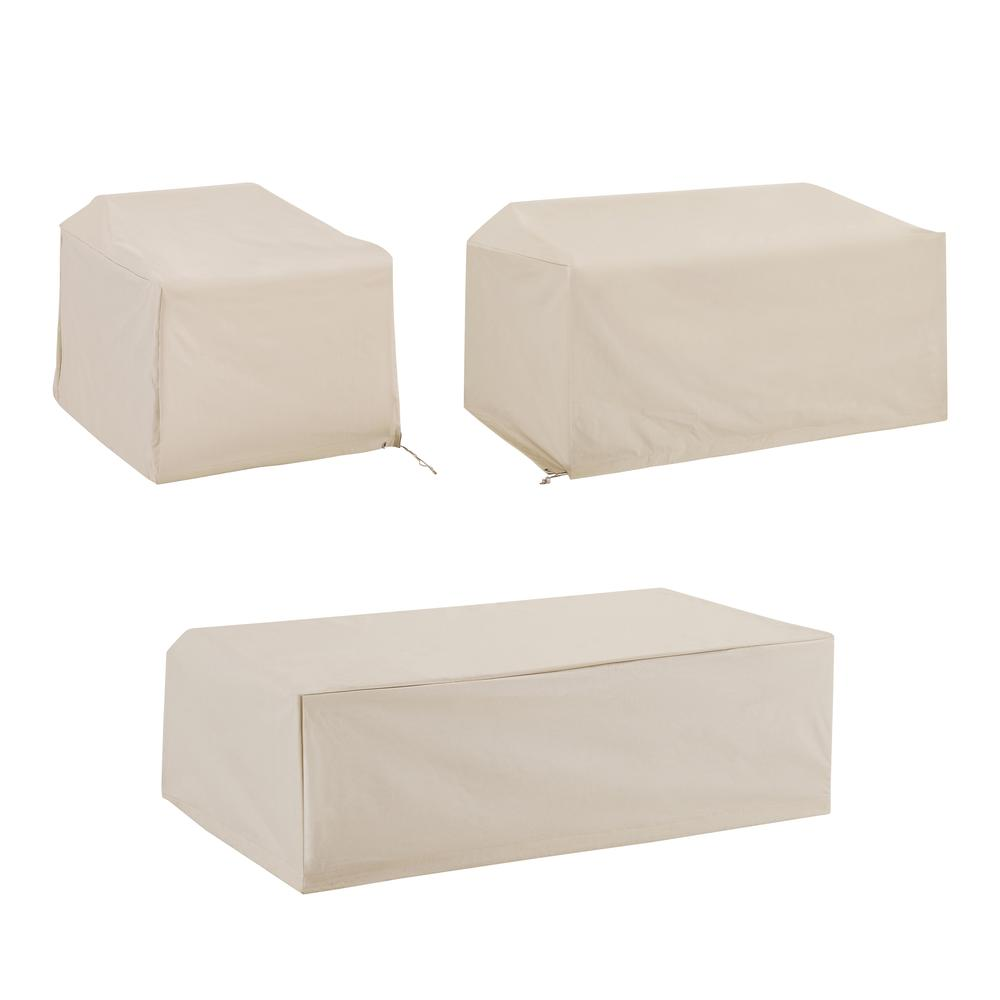 Full 3-piece cover set shown on patio furniture