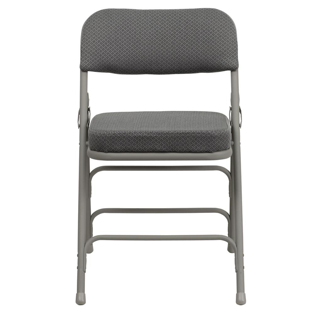 HERCULES Series Premium Curved Triple Braced & Double Hinged Gray Fabric Metal Folding Chair - Navarrete Furniture