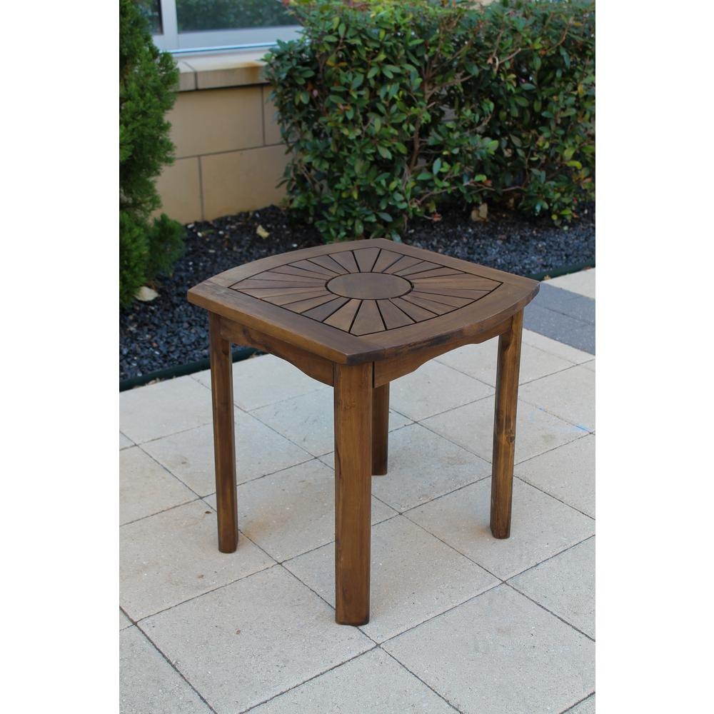 Sun Burst Square/Round Side Table - Acacia Wood with Oil Stain Finish - Navarrete Furniture