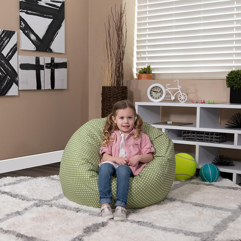 Cozy Kids Bean Bag Chair - Green Cover, Refillable Beads, Machine Washable - Navarrete Furniture