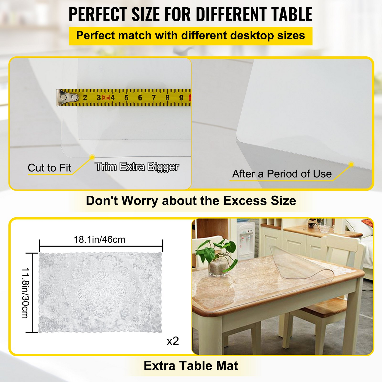 VEVOR Clear Table Cover 24"x60", 1.5mm Thick PVC Protector, Waterproof - Navarrete Furniture