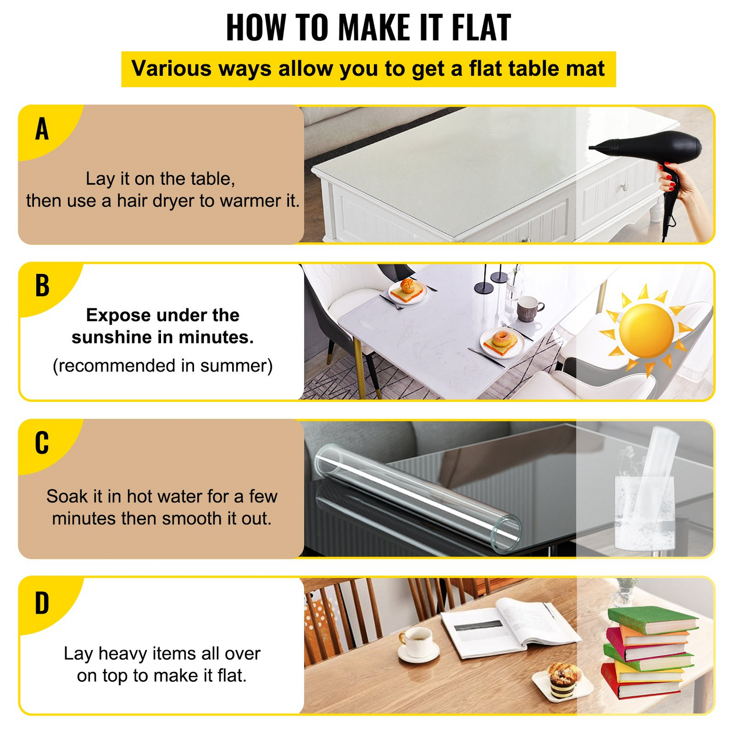 VEVOR Plastic Table Cover 36 x 60 Inch, 2 mm Thick Clear Table Protector, Rectangle Clear Desk Mat, Waterproof & Easy Cleaning for Office Dresser Night Stand - Navarrete Furniture