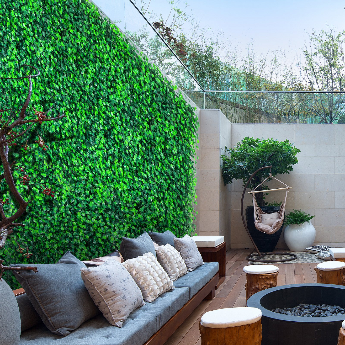 VEVOR Artificial Boxwood Panels, 16 PCS 20"x20" Boxwood Hedge Wall Panels, PE Artificial Grass Backdrop Wall 1.6", Privacy Hedge Screen for Decoration of Outdoor, Indoor, Garden, Fence, and Backyard - Navarrete Furniture