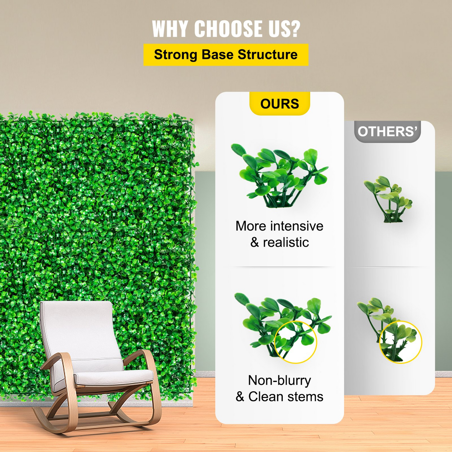 VEVOR Artificial Boxwood Panel UV 4pcs Boxwood Hedge Wall Panels Artificial Grass Backdrop Wall 24X16" 4 cm Green Grass Wall Fake Hedge for Decor Privacy Fence Indoor Outdoor Garden Backyard - Navarrete Furniture