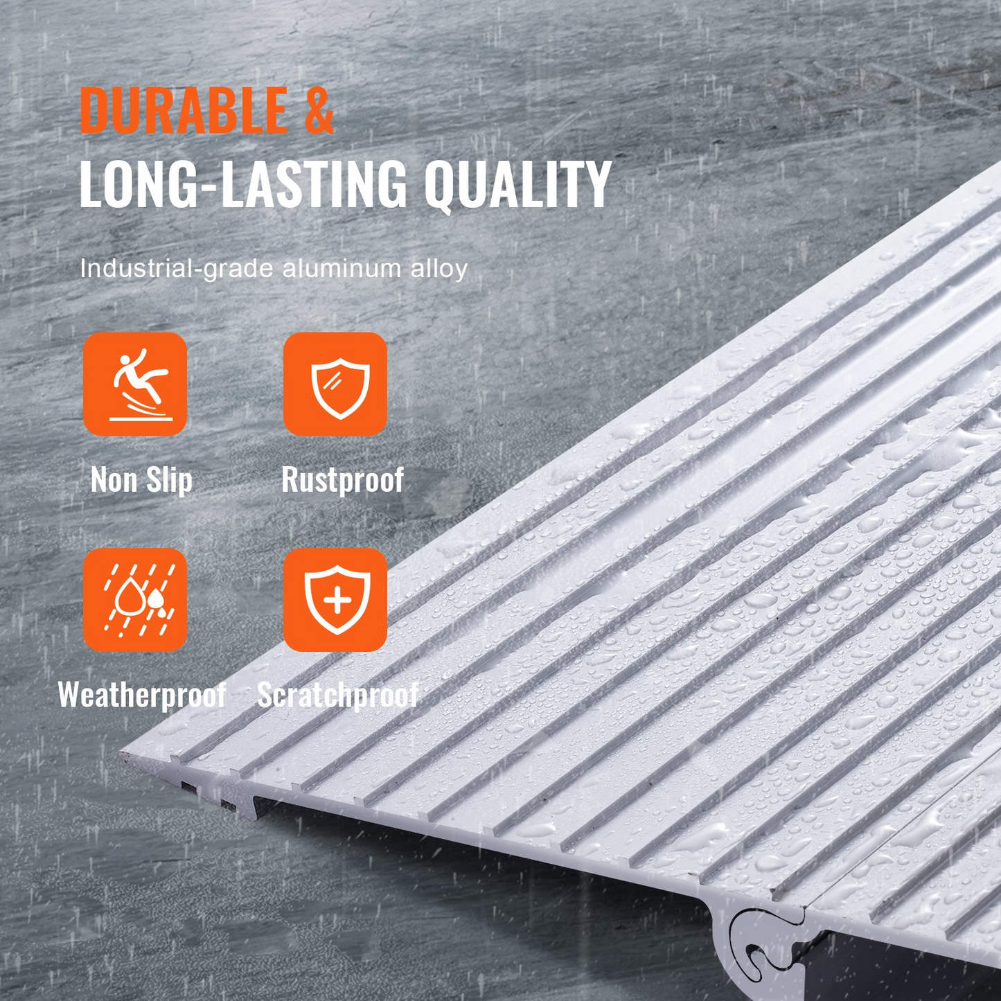 VEVOR Door Threshold Ramp, 5" Rise, 800 lbs Load Capacity, Door Ramp for Wheelchairs, Aluminum Threshold Ramp for Doorways, Adjustable Modular Threshold Ramp for Wheelchairs, Scooters, Power Chairs - Navarrete Furniture