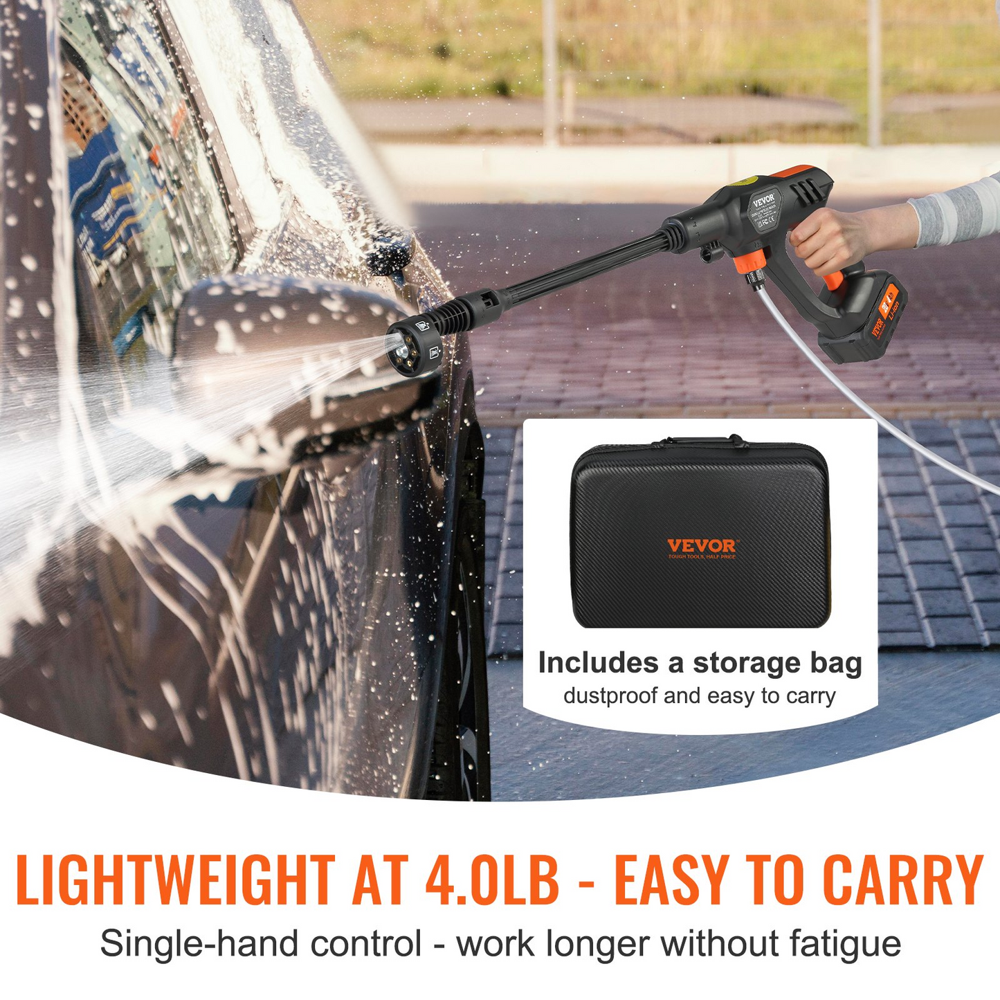 VEVOR 652-PSI Cordless Pressure Washer Gun, 1.1 GPM, Handheld Power Cleaner - Navarrete Furniture