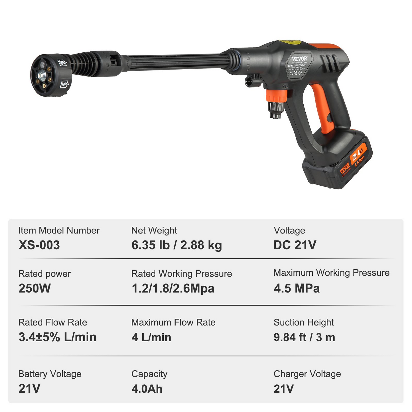 VEVOR 652-PSI Cordless Pressure Washer Gun, 1.1 GPM, Handheld Power Cleaner - Navarrete Furniture