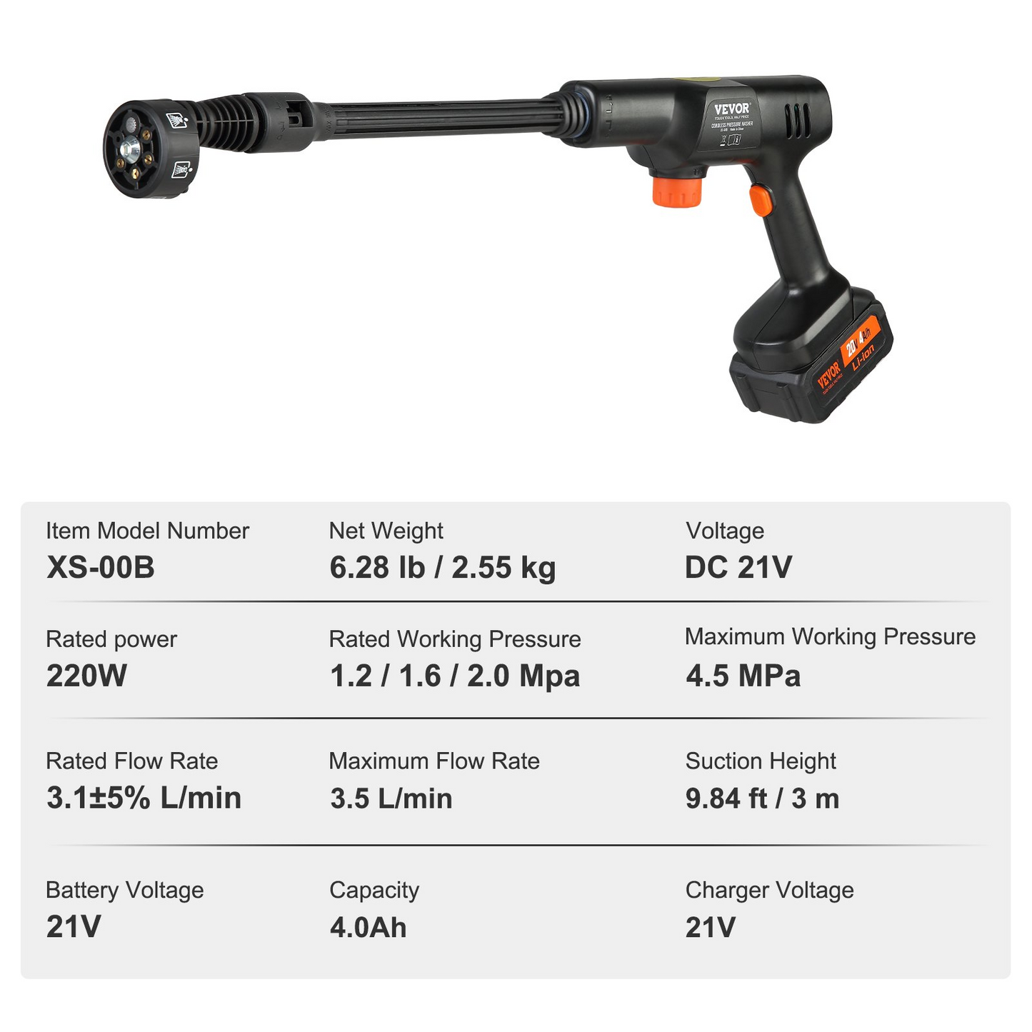 VEVOR Cordless Pressure Washer – 652-PSI, Portable Power Cleaner with 6-in-1 Nozzle - Navarrete Furniture