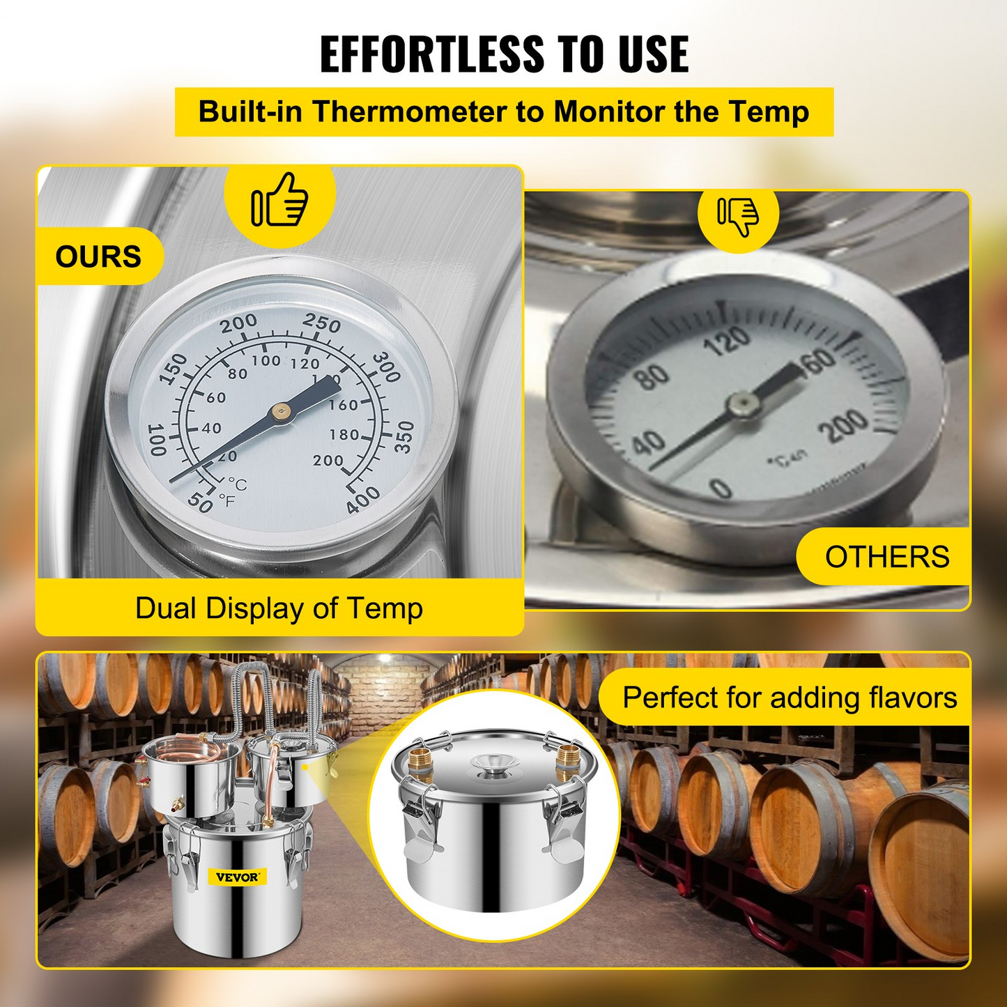 VEVOR Alcohol Still, 3 Gallon, Stainless Steel Alcohol Distiller with Copper Tube & Build-in Thermometer & Water Pump, Double Thumper Keg Home Brewing Kit, for DIY Whiskey Wine Brandy - Navarrete Furniture