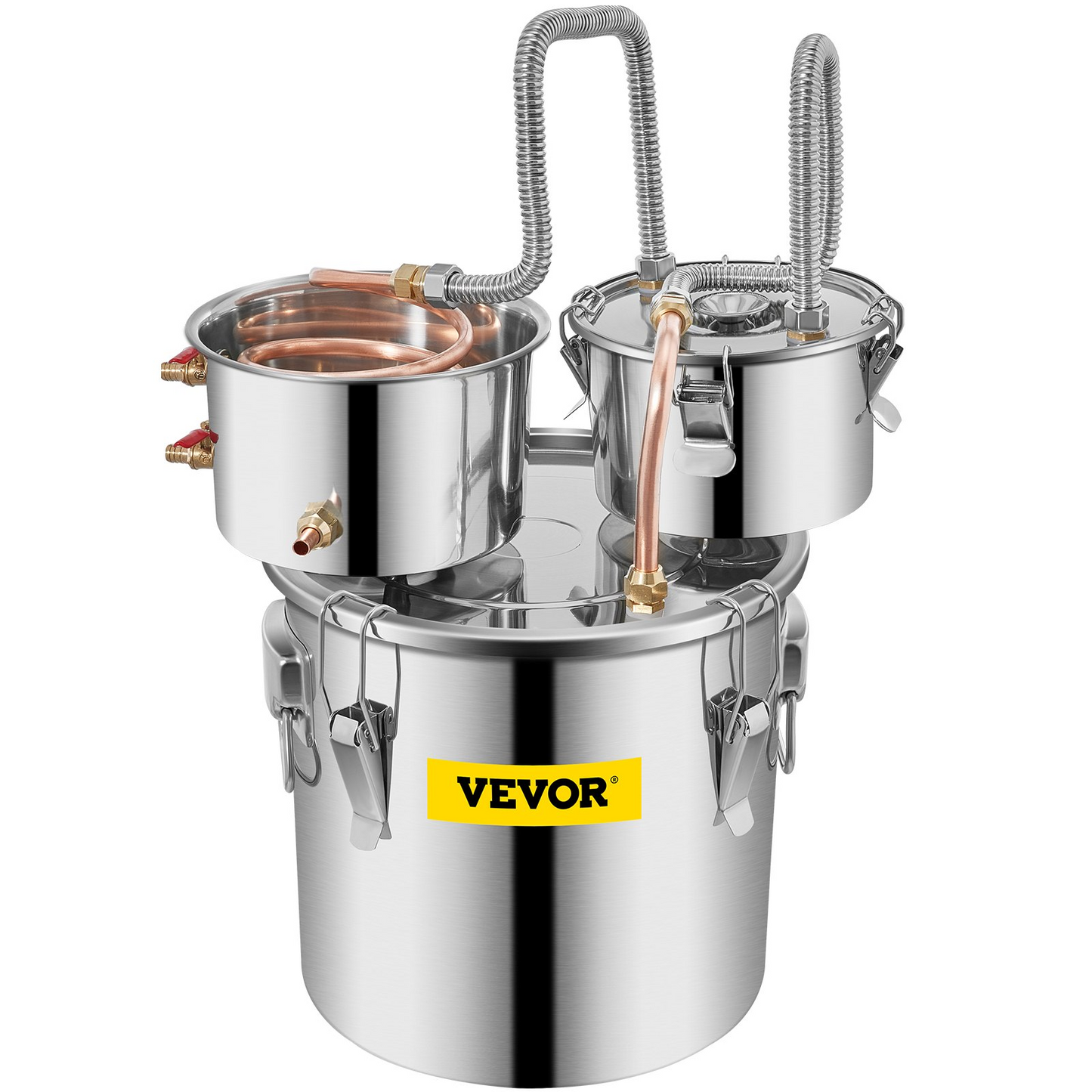 VEVOR Alcohol Still, 3 Gallon, Stainless Steel Alcohol Distiller with Copper Tube & Build-in Thermometer & Water Pump, Double Thumper Keg Home Brewing Kit, for DIY Whiskey Wine Brandy - Navarrete Furniture