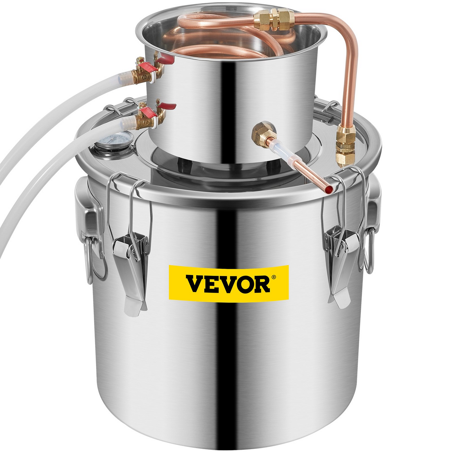 VEVOR Alcohol Still 8Gal 30L Stainless Steel Water Alcohol Distiller Copper Tube Home Brewing Kit Build-in Thermometer for DIY Whisky Wine Brandy - Navarrete Furniture