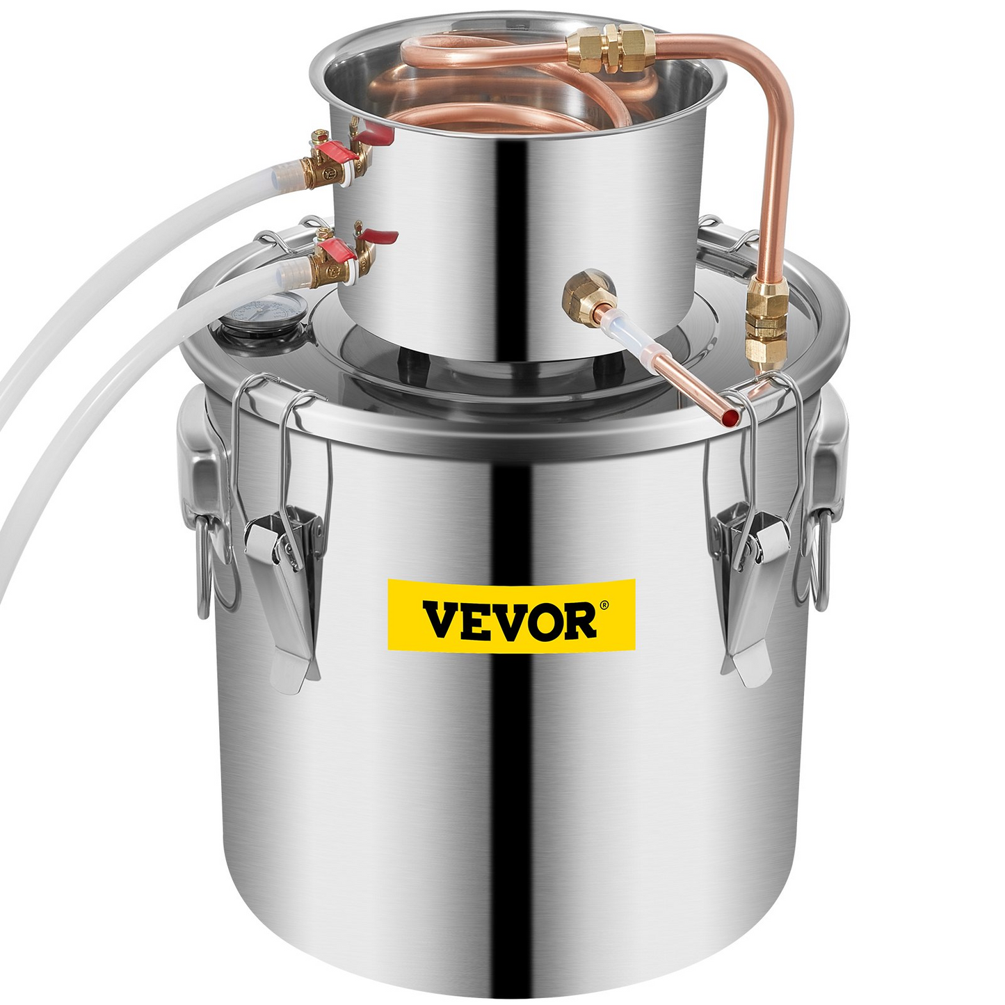 VEVOR Alcohol Still 5 Gal 21L Stainless Steel Water Alcohol Distiller Copper Tube Home Brewing Kit Build-in Thermometer for DIY Whisky Wine Brandy - Navarrete Furniture