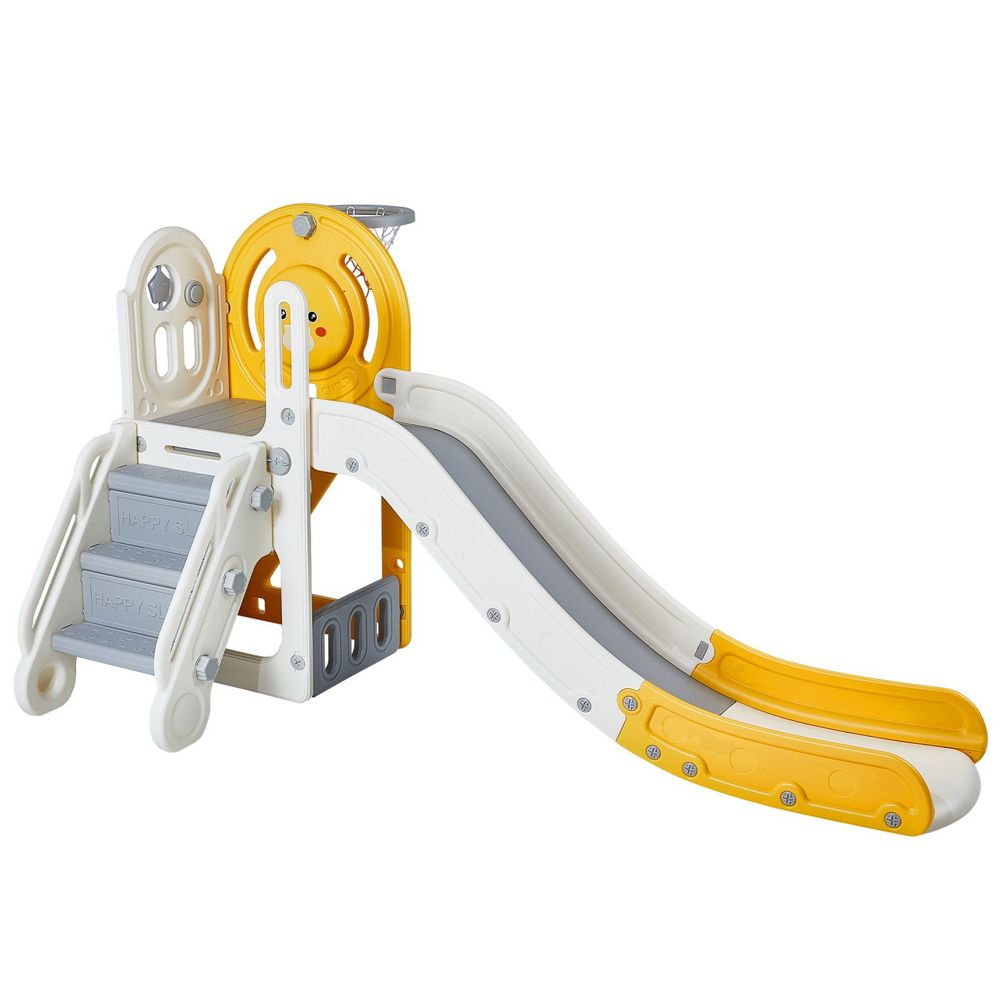 VEVOR Toddler Slide, Kid Slide for Toddlers Age 1-3 w/Climbable Ladders & Basketball Hoop & Storage Space, Indoor Outdoor Slide Playset for Kids Within 110lbs, Toddler Playground w/Raised Handrail - Navarrete Furniture