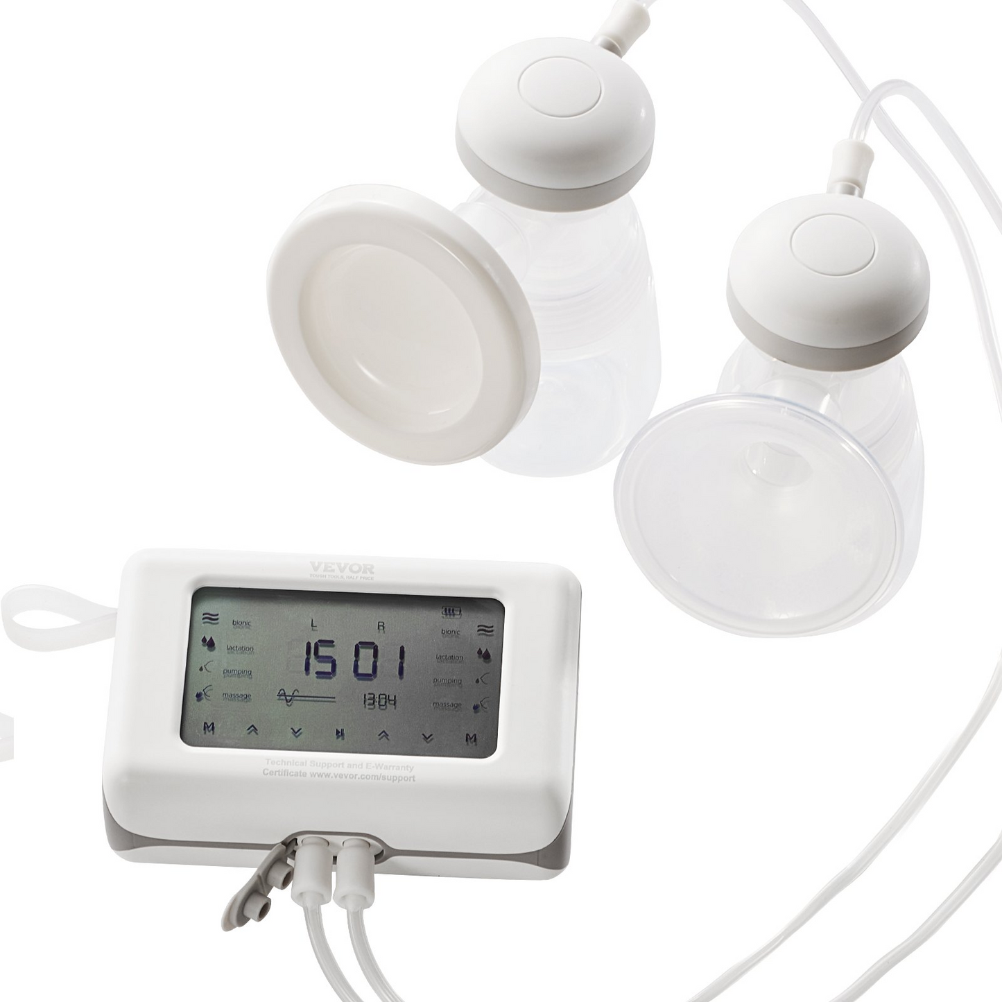 VEVOR Breast Pump, Single/Double Adjustable Electric Breast Pumps, 4 Modes & 9/15 Levels, Reciprocating Piston Pumps, 4000mAH Anti-Backflow Breastfeeding Pump with 300mmHg High Suction, 18/22mm Flange - Navarrete Furniture