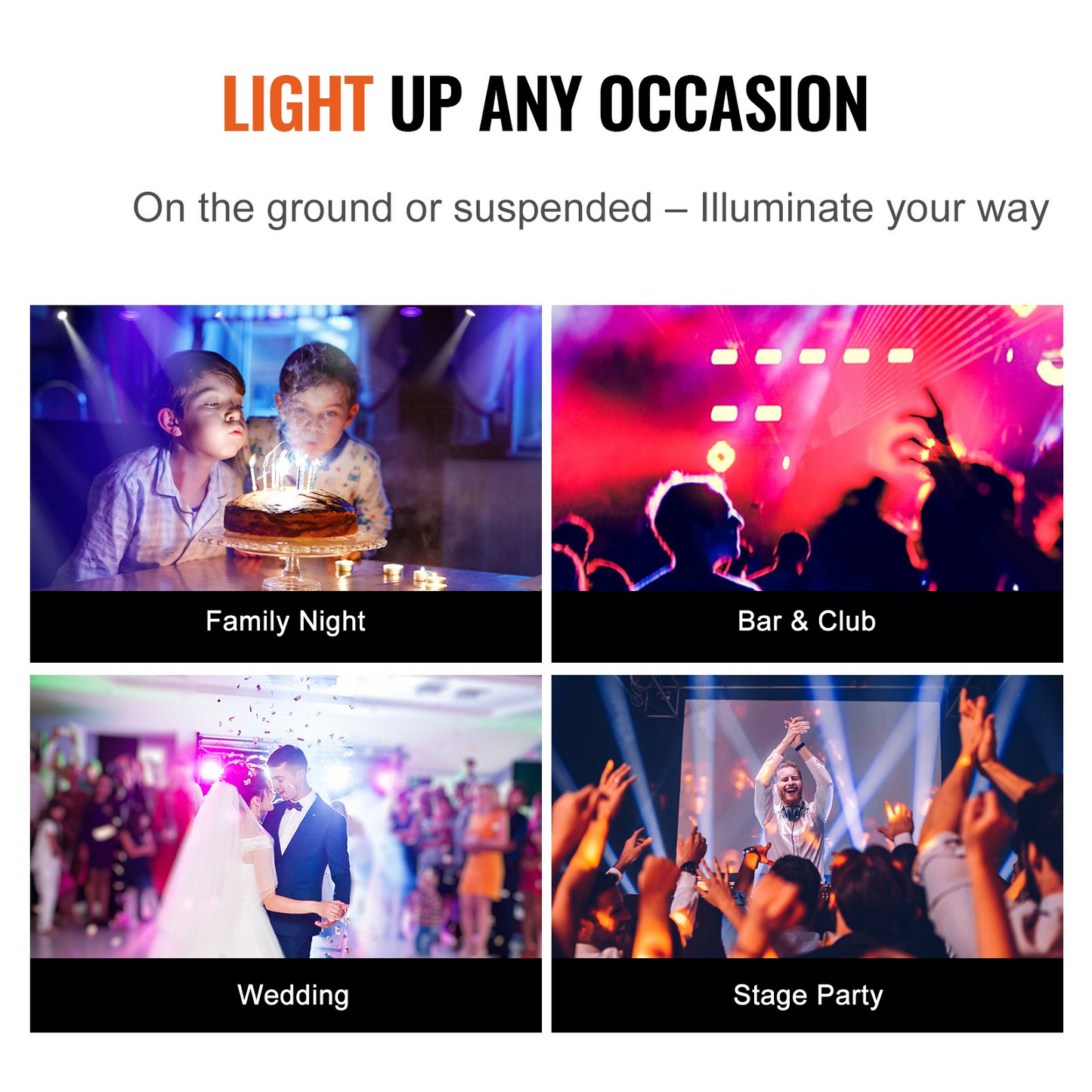VEVOR 36LED RGB Stage Light PAR Light 7-Mode DMX Beam Disco Light Indoor 4-Pack - Navarrete Furniture