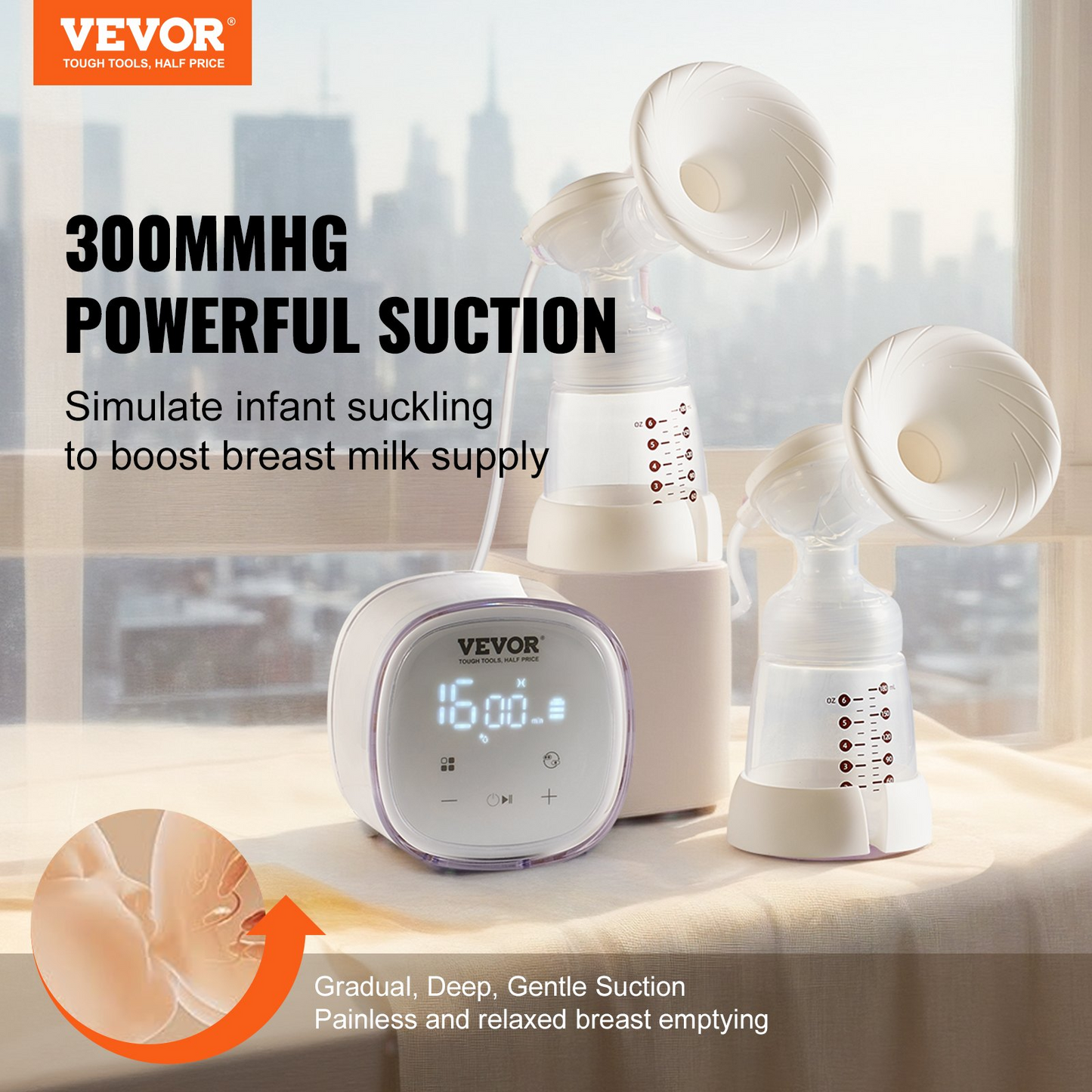 VEVOR Wearable Electric Breast Pump – Hands-Free, 4 Modes, Ultra-Quiet