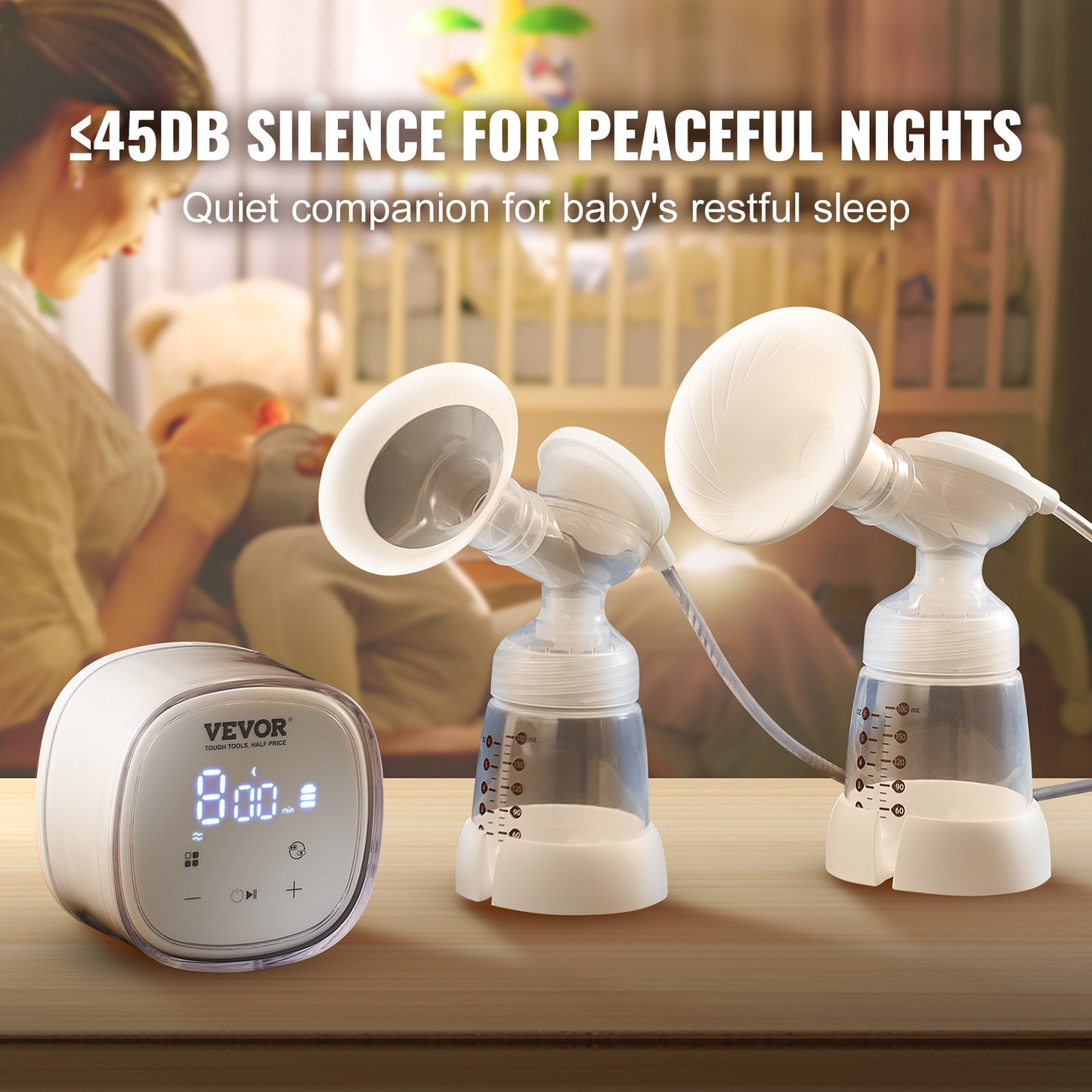 VEVOR Wearable Electric Breast Pump – Hands-Free, 4 Modes, Ultra-Quiet