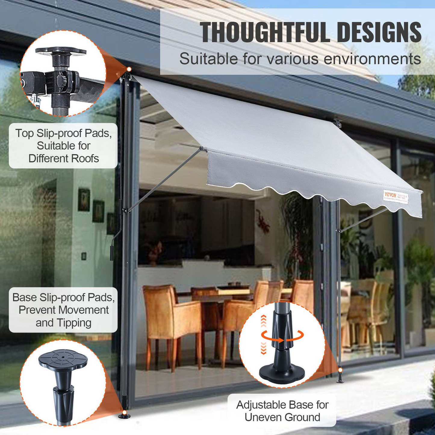 VEVOR 78" Manual Retractable Awning with 39" Sun Shade Curtain - Navarrete Furniture