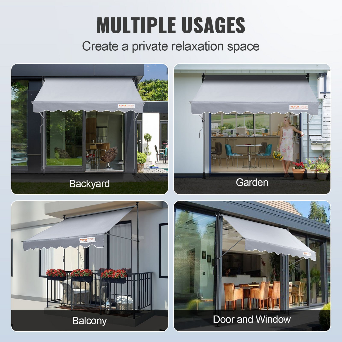 VEVOR 78" Manual Retractable Awning with 39" Sun Shade Curtain - Navarrete Furniture