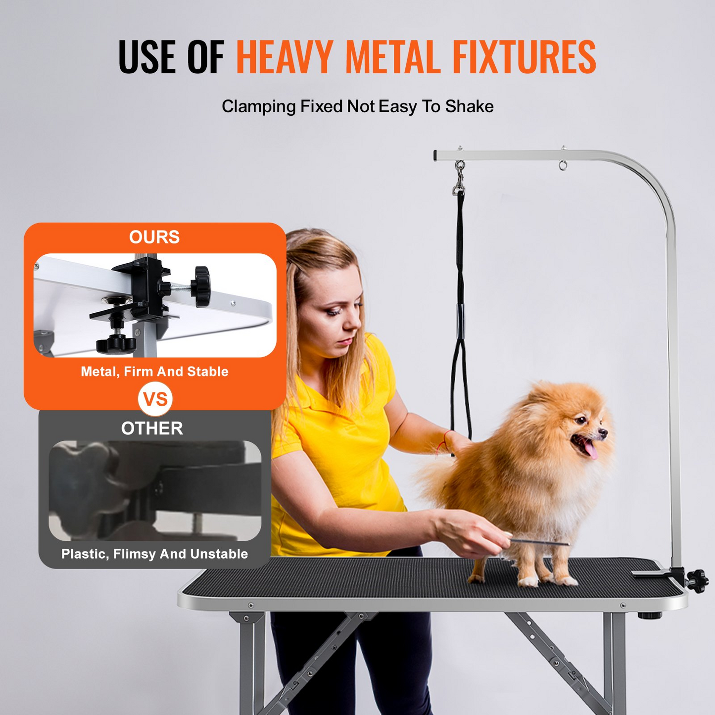 VEVOR Pet Grooming Table Arm with Clamp, 36''x24'' Dog Grooming Station, Foldable Pets Grooming Stand for Medium and Small Dogs, Free No Sit Haunch Holder with Grooming Loop, Bearing 330lbs - Navarrete Furniture
