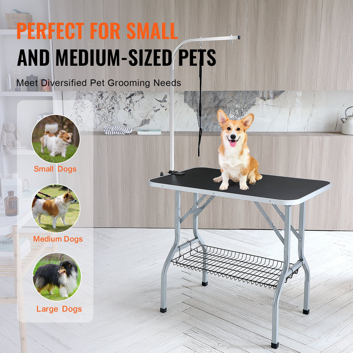 VEVOR Pet Grooming Table Arm with Clamp, 36''x24'' Dog Grooming Station, Foldable Pets Grooming Stand for Medium and Small Dogs, Free No Sit Haunch Holder with Grooming Loop, Bearing 330lbs - Navarrete Furniture