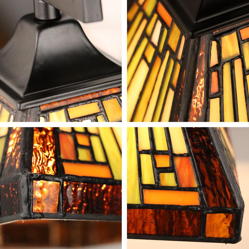 INNES Mission-Style Wall Sconce - Blackish Bronze Finish, Stained Glass Shade - Navarrete Furniture