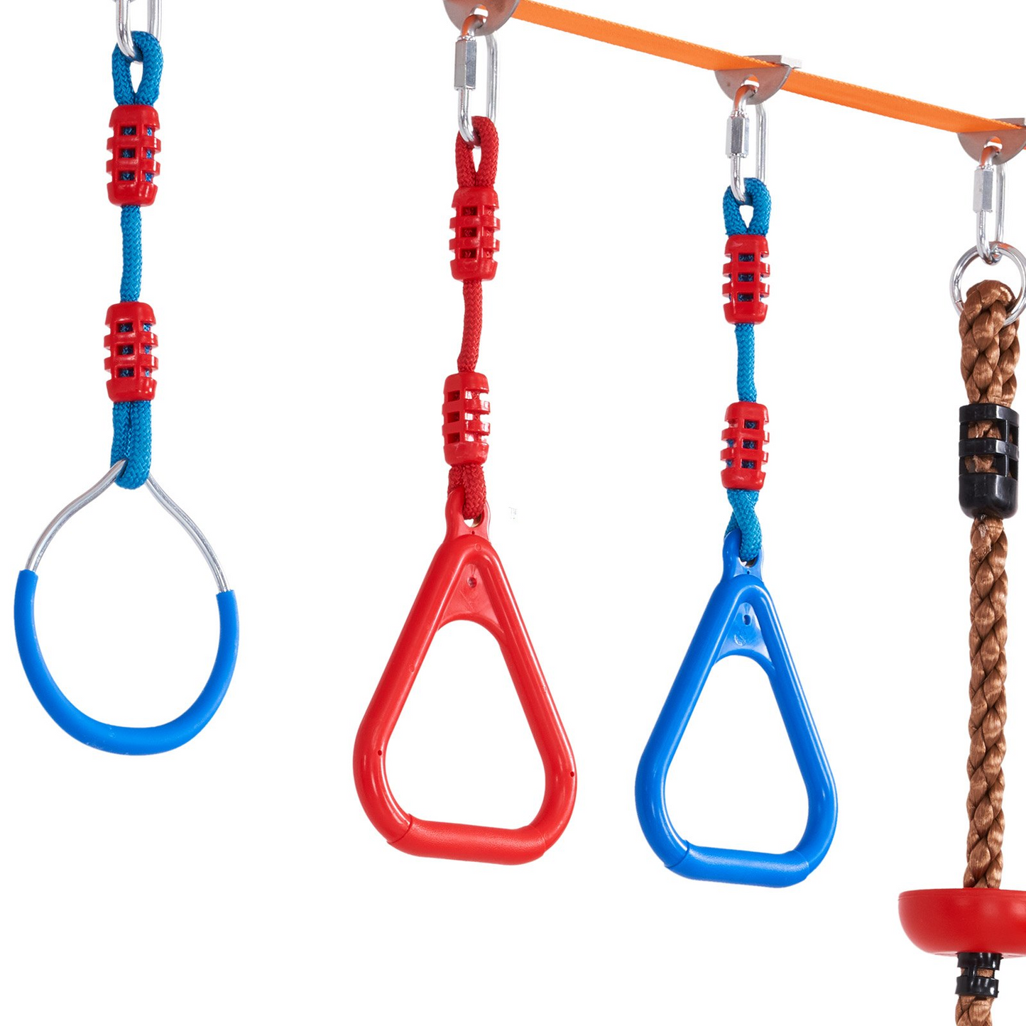 VEVOR Ninja Warrior Obstacle Course for Kids, 2 x 60 ft Weatherproof Slacklines, 500lbs Weight Capacity Monkey Line, Outdoor Playset Equipment, Backyard Toys Training Equipment Set with 14 Obstacles