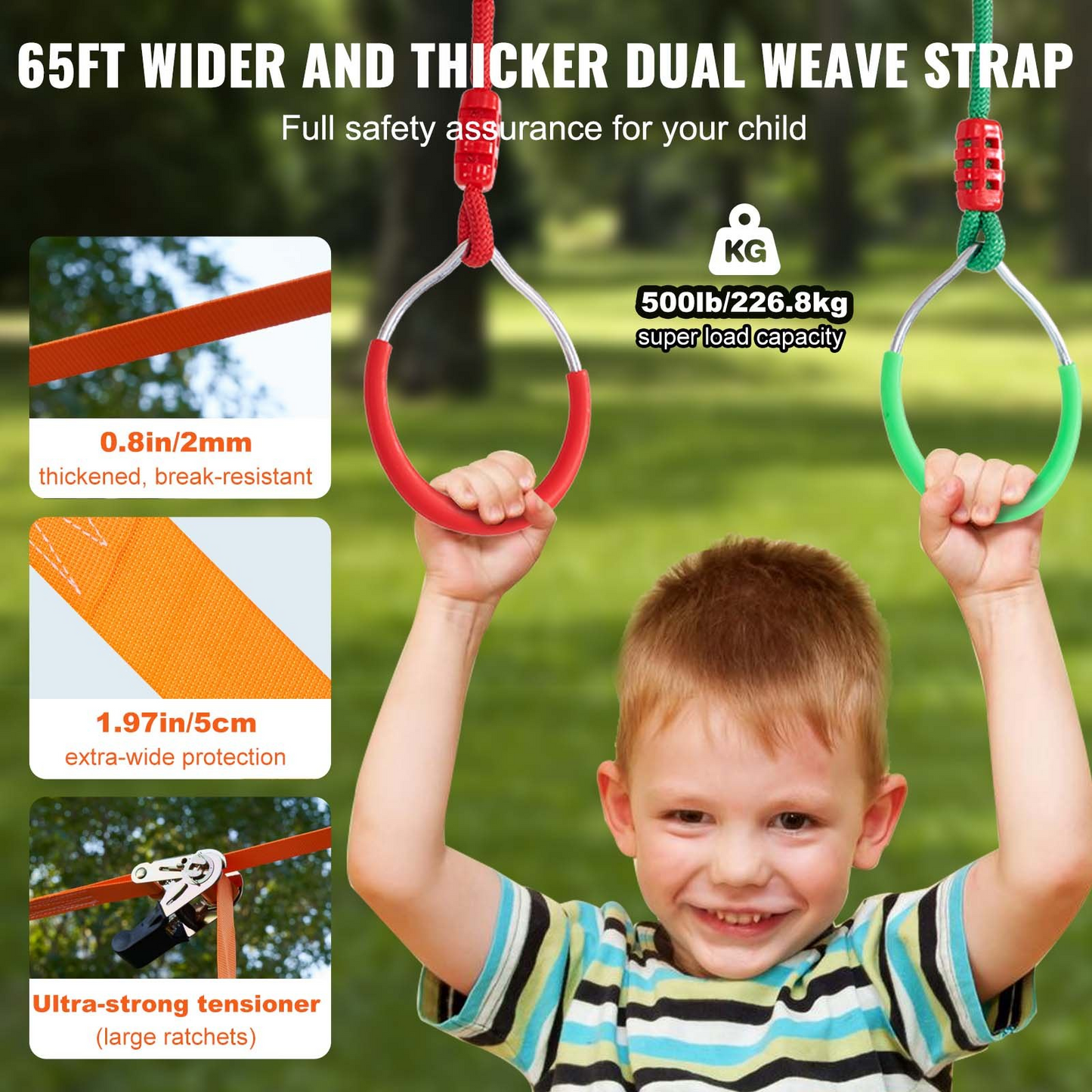 VEVOR Ninja Warrior Obstacle Course – 2x65ft Slacklines with 12 Obstacles - Navarrete Furniture