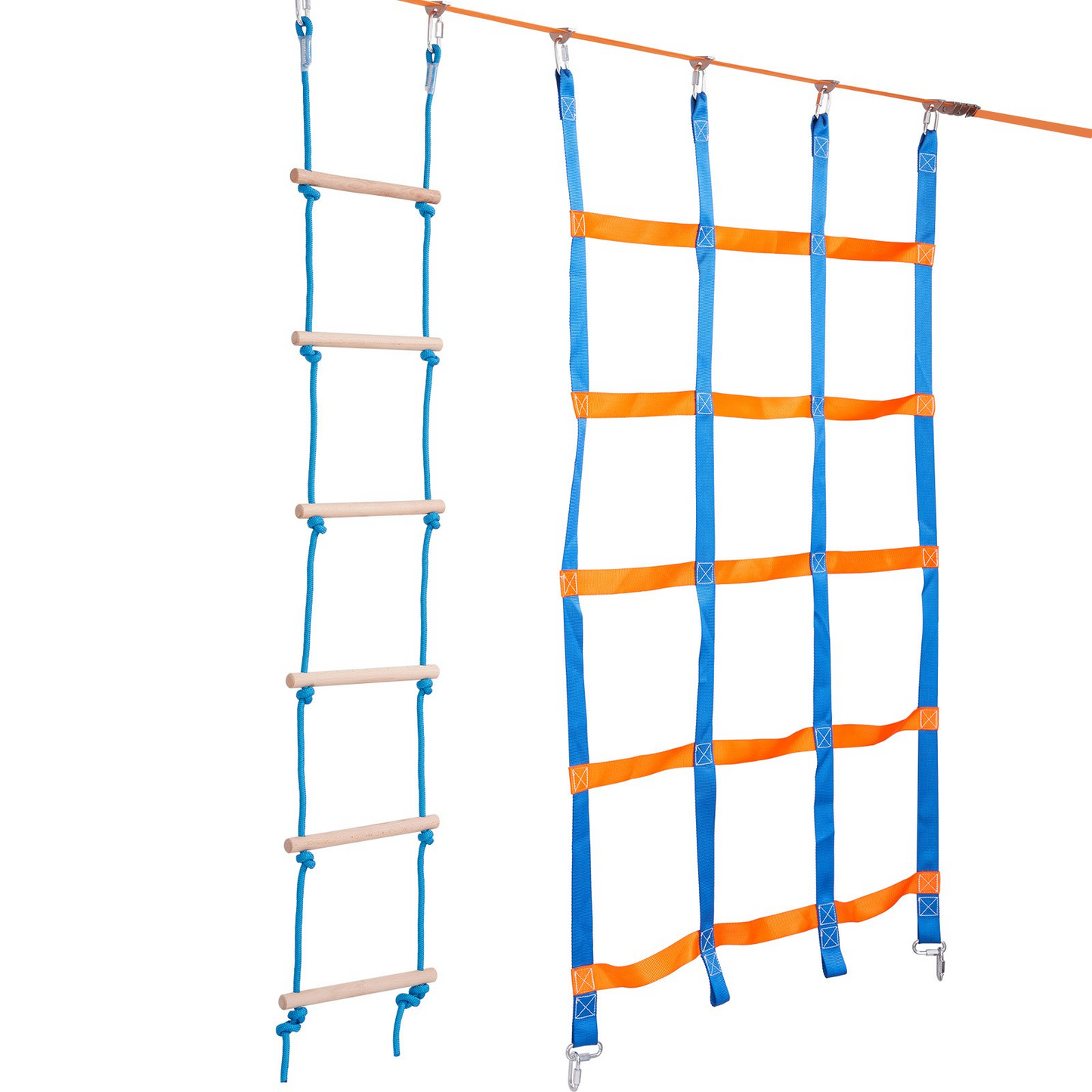 VEVOR Ninja Warrior Obstacle Course – 2x65ft Slacklines with 12 Obstacles - Navarrete Furniture