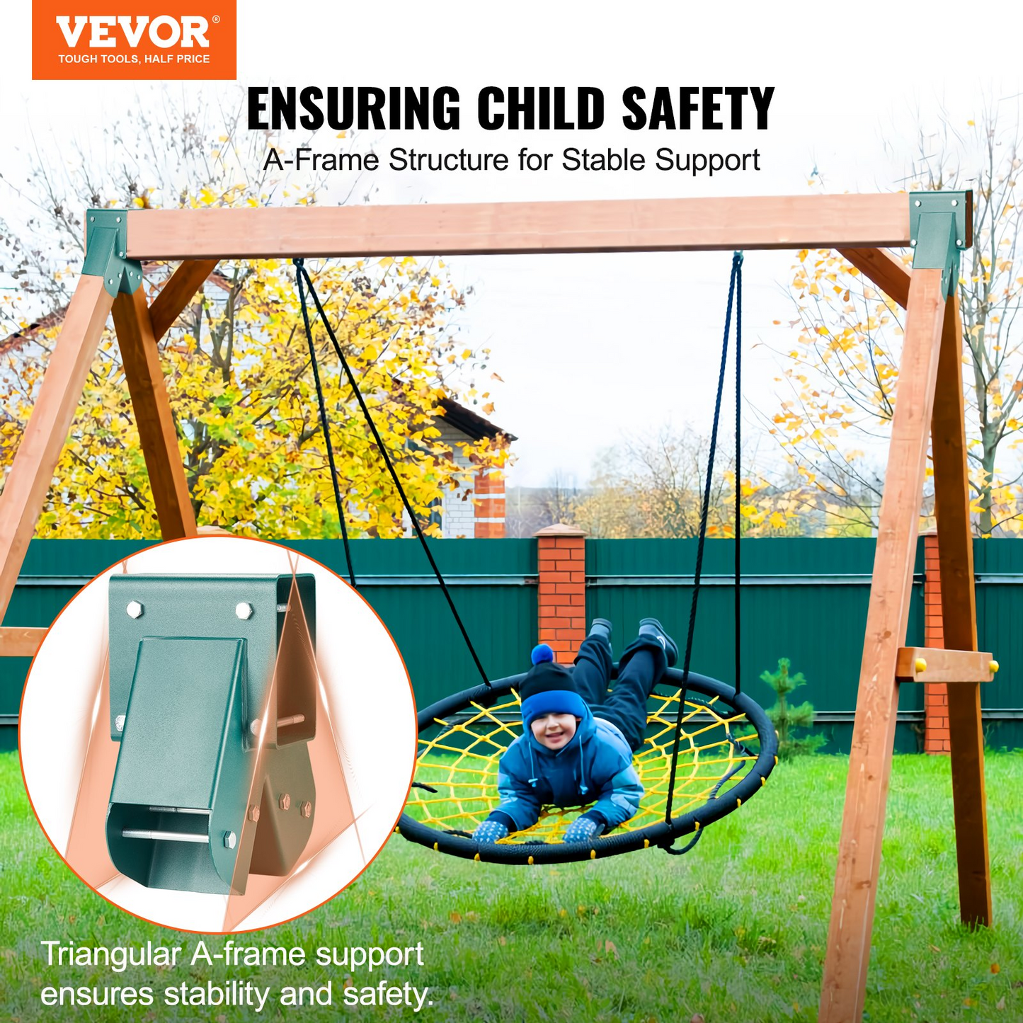 VEVOR A-Frame Middle Swing Set Brackets, Heavy Duty Carbon Steel Swing Set Hardware with Mounting Hardware, DIY Swing Set Bracket Swing Set Kit for 4x4 Legs & 4x6 Beam, Green - Navarrete Furniture