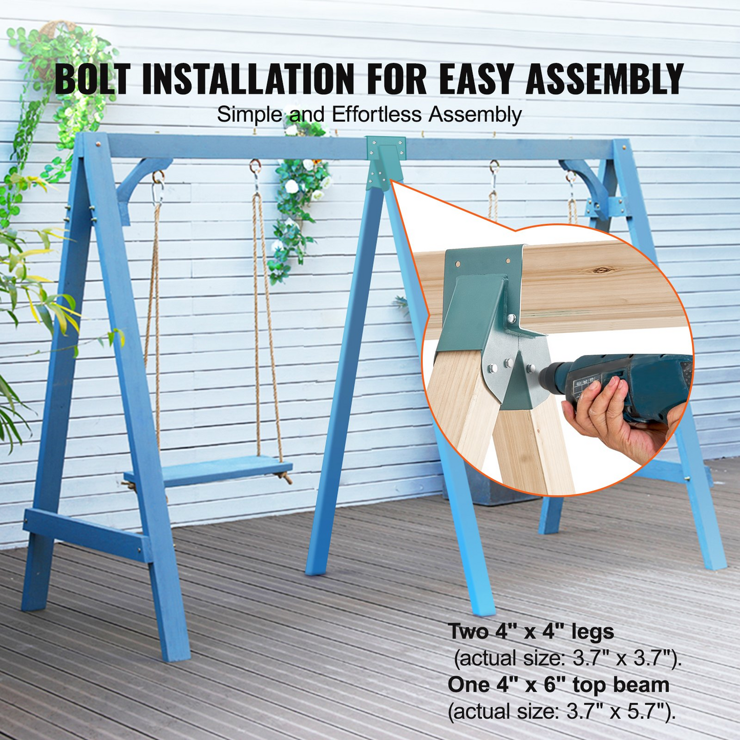 VEVOR A-Frame Middle Swing Set Brackets, Heavy Duty Carbon Steel Swing Set Hardware with Mounting Hardware, DIY Swing Set Bracket Swing Set Kit for 4x4 Legs & 4x6 Beam, Green - Navarrete Furniture