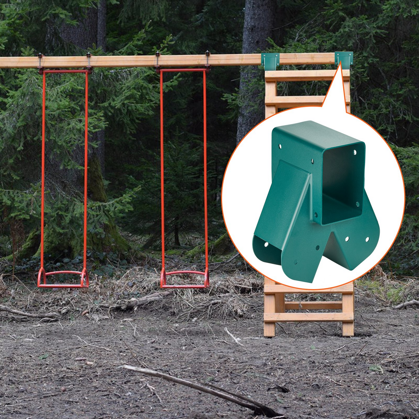 VEVOR A-Frame Middle Swing Set Brackets, Heavy Duty Carbon Steel Swing Set Hardware with Mounting Hardware, DIY Swing Set Bracket Swing Set Kit for 4x4 Legs & 4x6 Beam, Green - Navarrete Furniture
