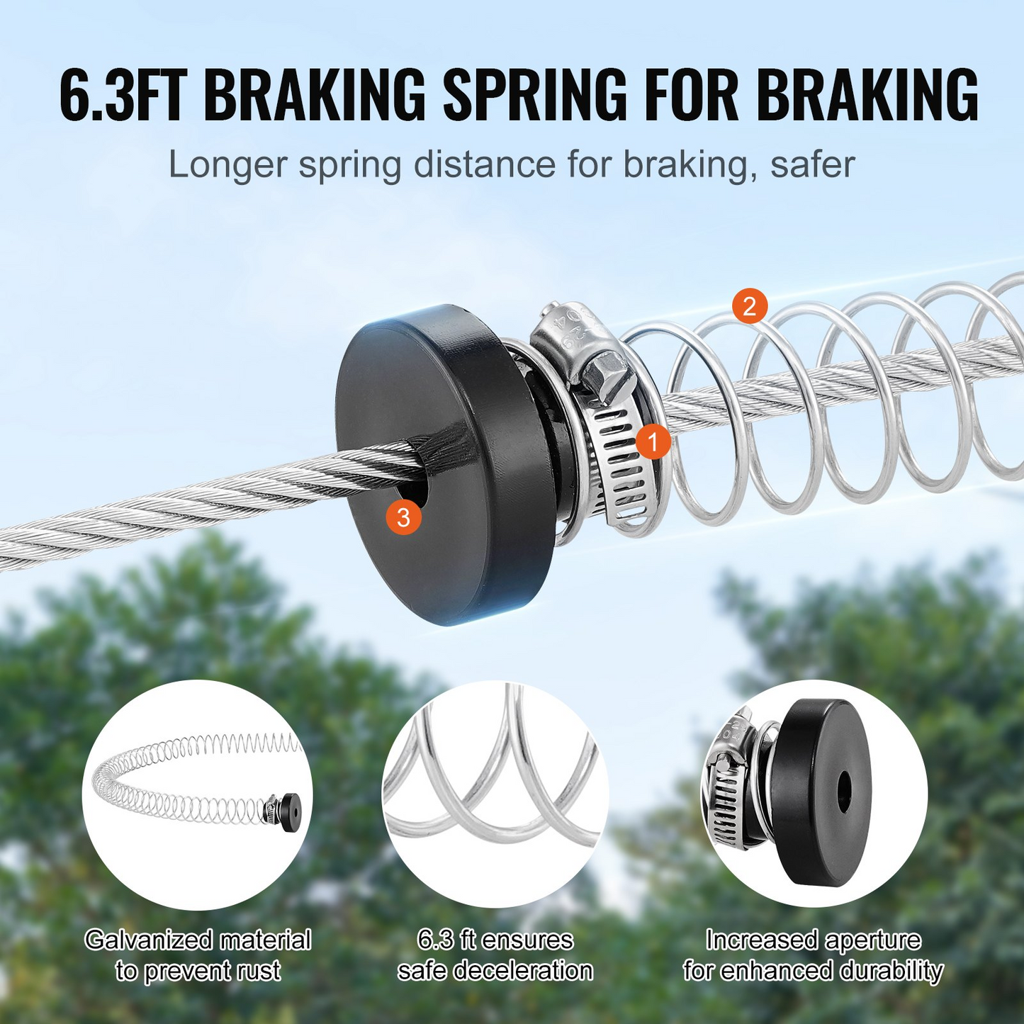VEVOR Zipline Kit for Kids and Adult, 60 ft Zip Line Kits Up to 500 lb, Backyard Outdoor Quick Setup Zipline, Playground Entertainment with Stainless Steel Zipline, Spring Brake, Safety Harness, Seat - Navarrete Furniture
