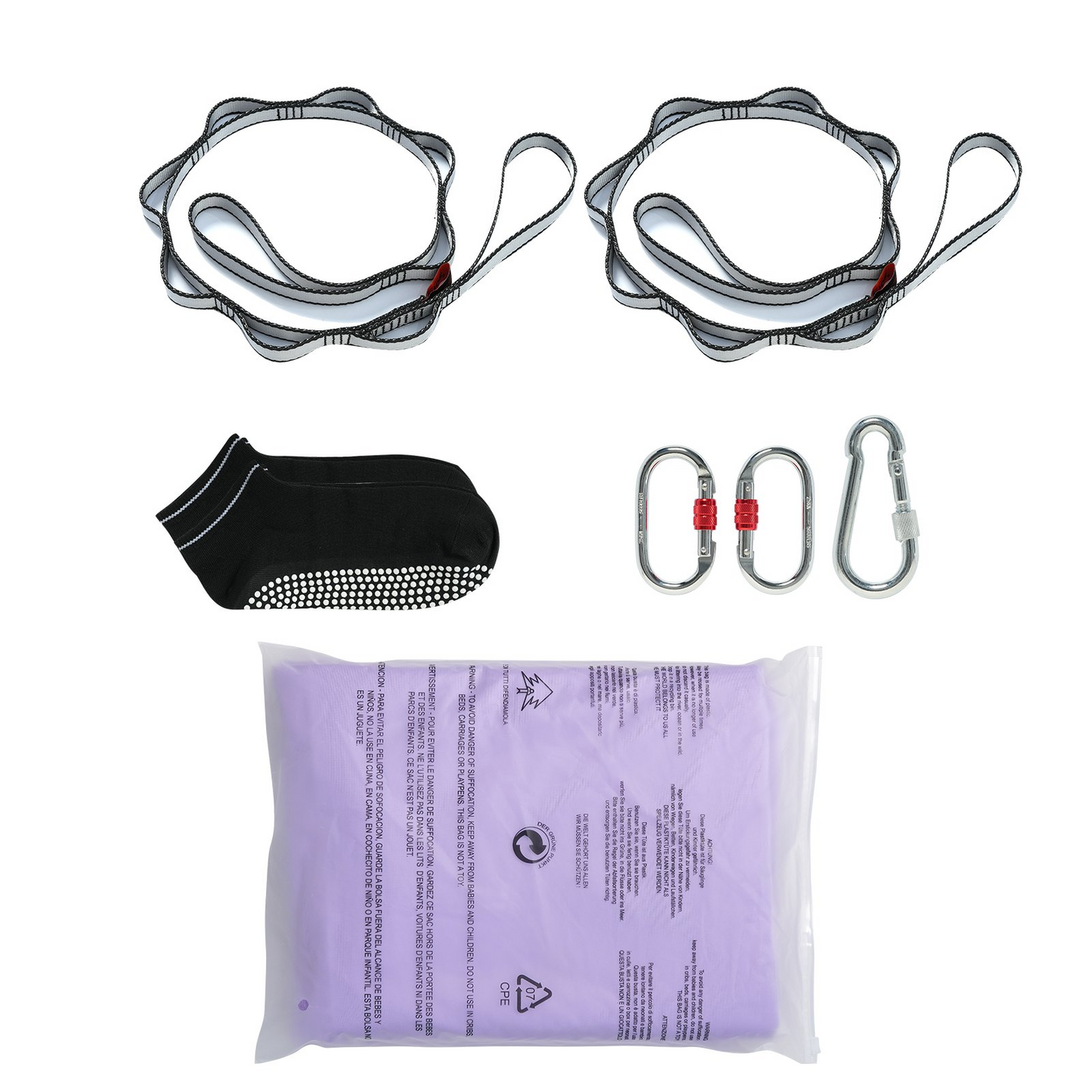 VEVOR Aerial Yoga Hammock & Swing, 4.4 Yards, Yoga Starter Kit with 100gsm Nylon Fabric, Full Rigging Hardware and Easy Set-up Guide, Antigravity Flying for All Levels Fitness Bodybuilding, Purple - Navarrete Furniture