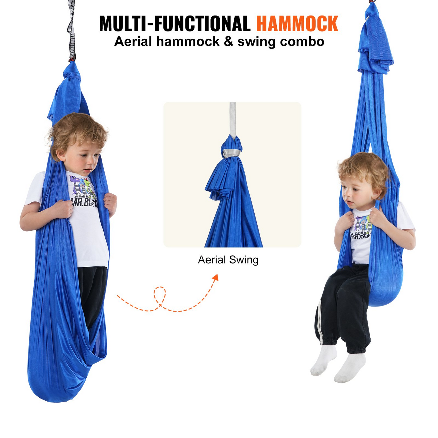VEVOR Sensory Swing for Kids, 3.1 Yards, Therapy Swing for Children with Special Needs, Cuddle Swing Indoor Outdoor Hammock for Child & Adult with Autism, ADHD, Aspergers, Sensory Integration, Blue - Navarrete Furniture