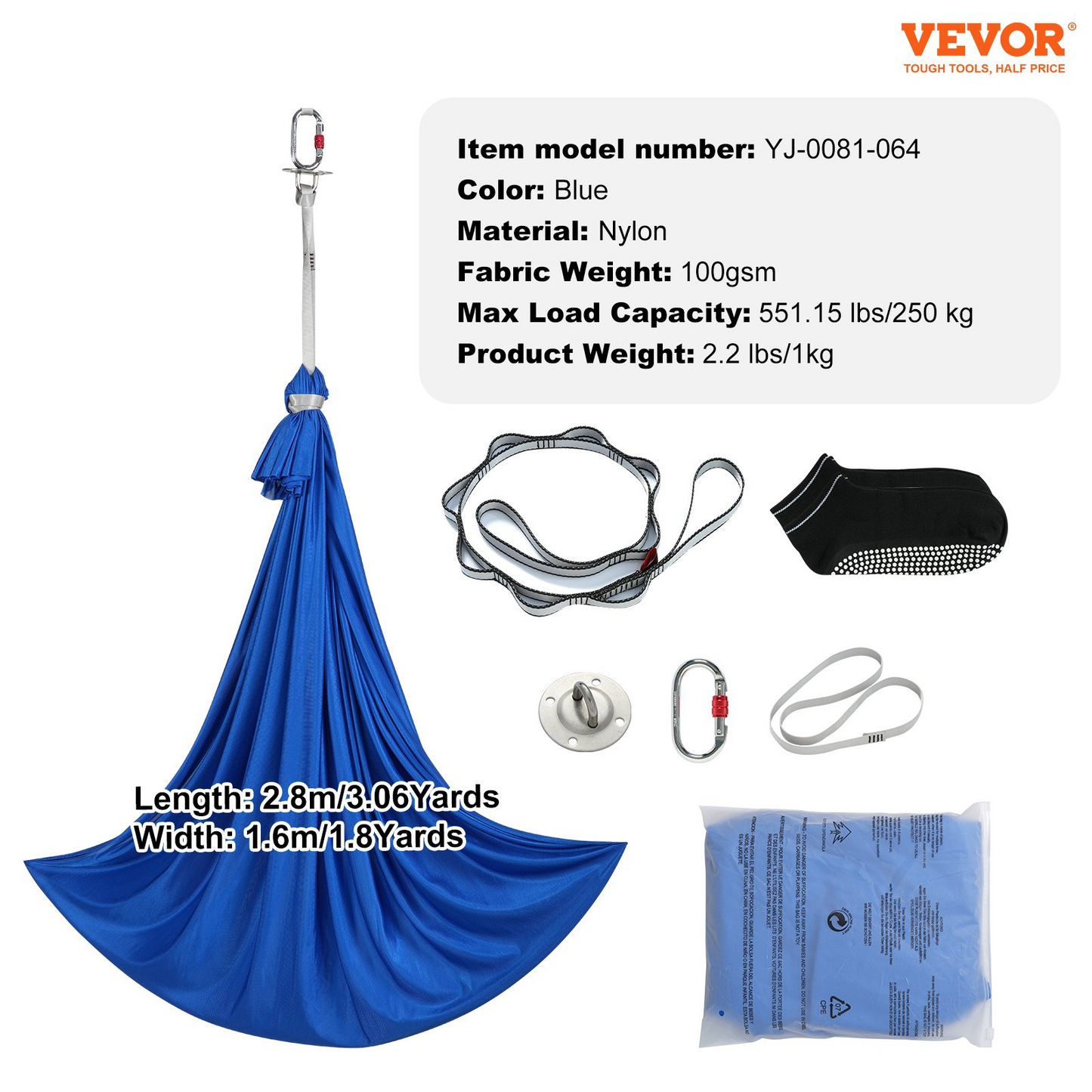 VEVOR Sensory Swing for Kids, 3.1 Yards, Therapy Swing for Children with Special Needs, Cuddle Swing Indoor Outdoor Hammock for Child & Adult with Autism, ADHD, Aspergers, Sensory Integration, Blue - Navarrete Furniture