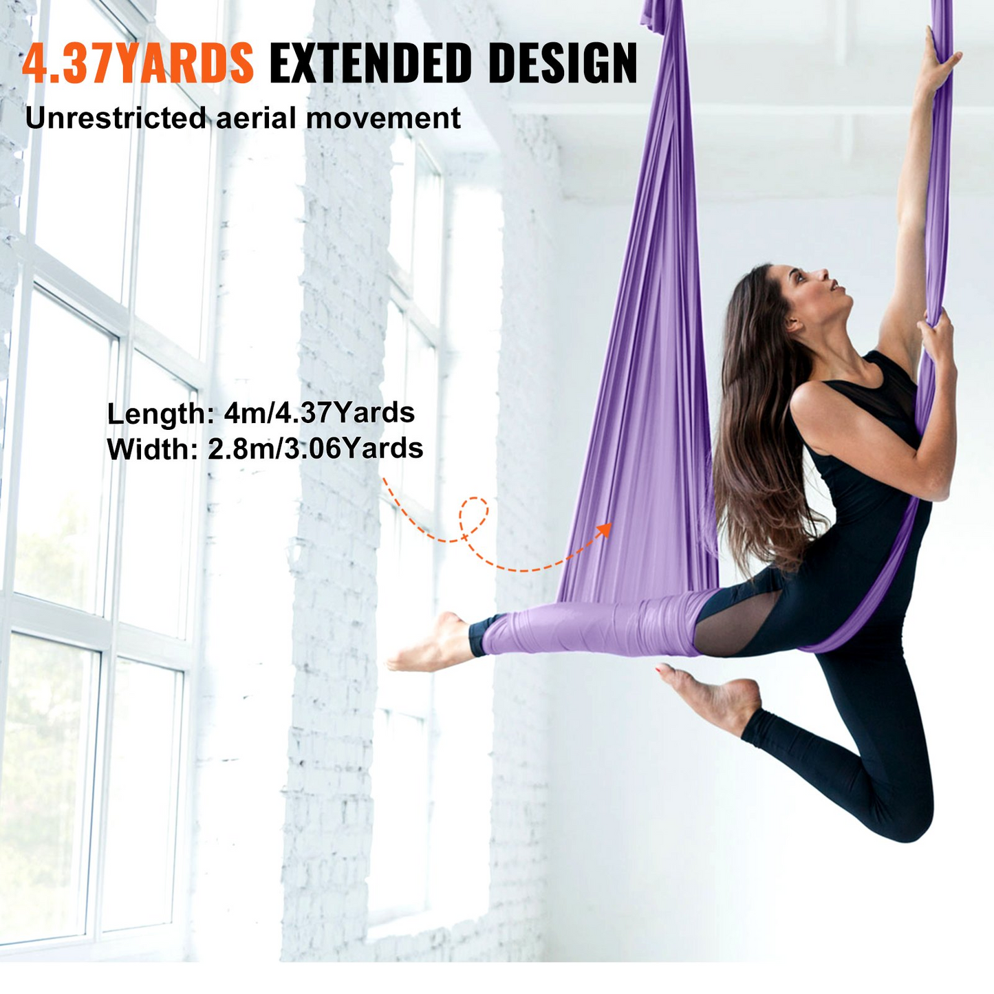 VEVOR Aerial Yoga Hammock & Swing, 4.4 Yards, Yoga Starter Kit with 100gsm Nylon Fabric, Full Rigging Hardware and Easy Set-up Guide, Antigravity Flying for All Levels Fitness Bodybuilding, Purple - Navarrete Furniture