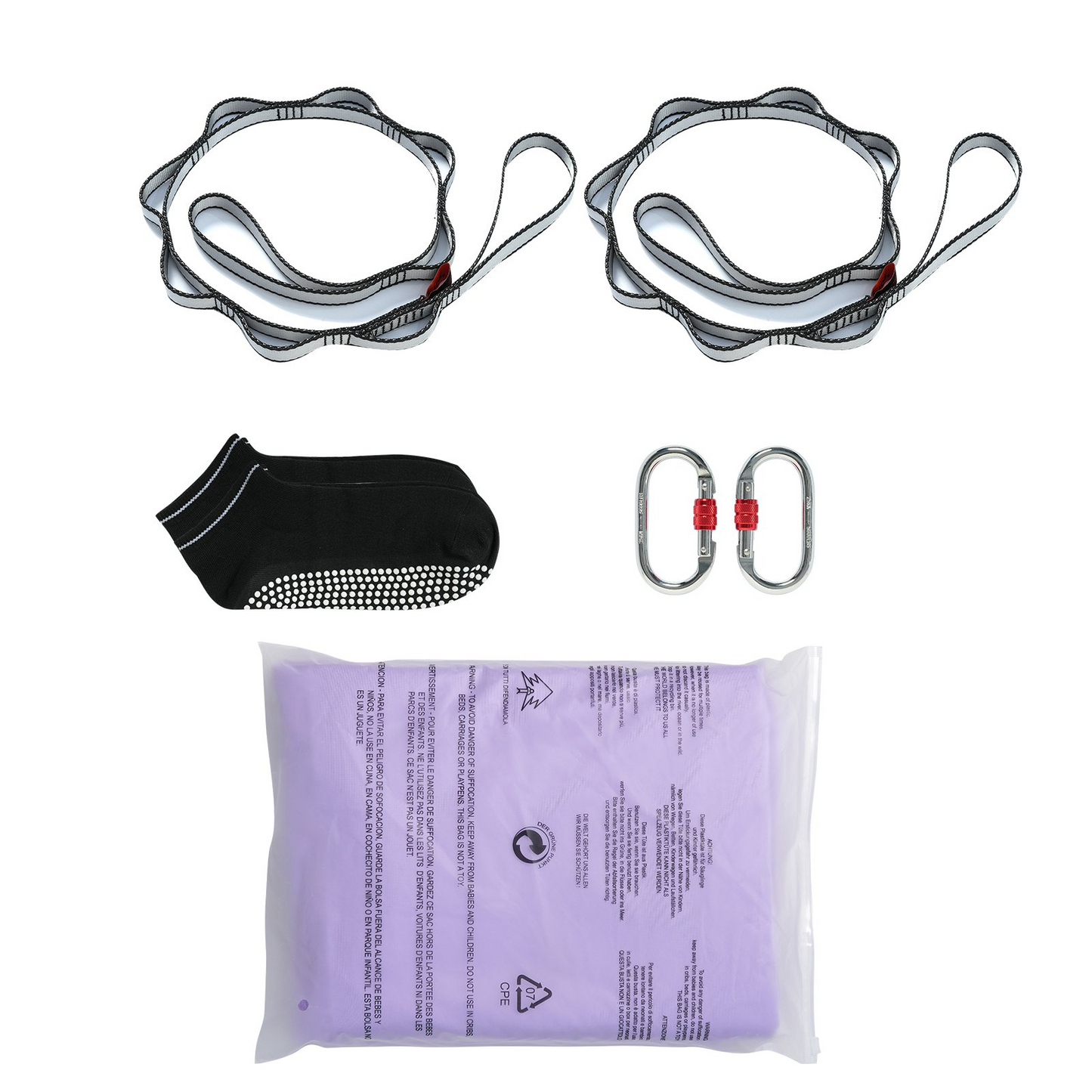 VEVOR Aerial Yoga Hammock & Swing, 4.4 Yards, Yoga Starter Kit with 100gsm Nylon Fabric, Full Rigging Hardware and Easy Set-up Guide, Antigravity Flying for All Levels Fitness Bodybuilding, Purple - Navarrete Furniture