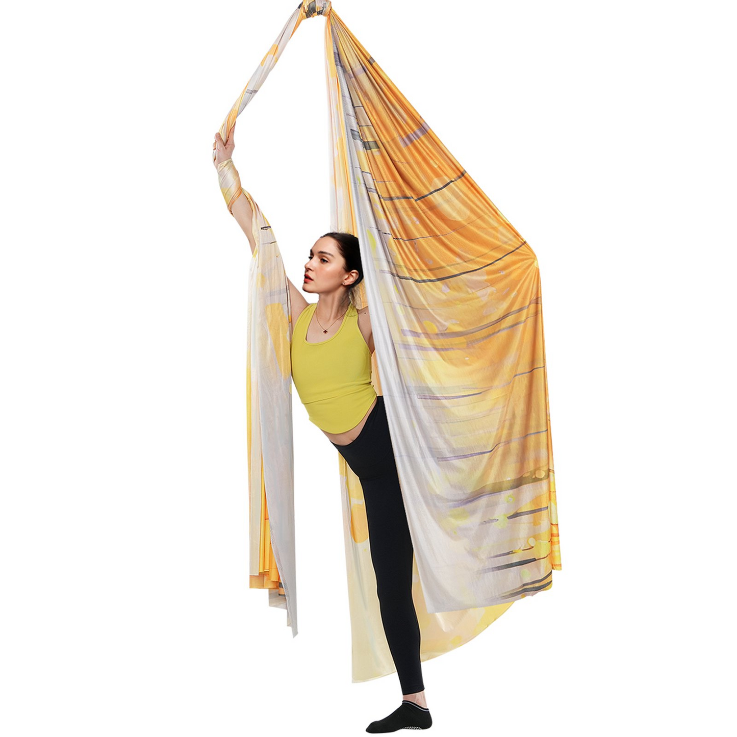 VEVOR Aerial Yoga Hammock & Swing, 5.5 Yards, Aerial Yoga Starter Kit with 100gsm Nylon Fabric, Full Rigging Hardware & Easy Set-up Guide, Antigravity Flying for All Levels Fitness Bodybuilding, Gold - Navarrete Furniture