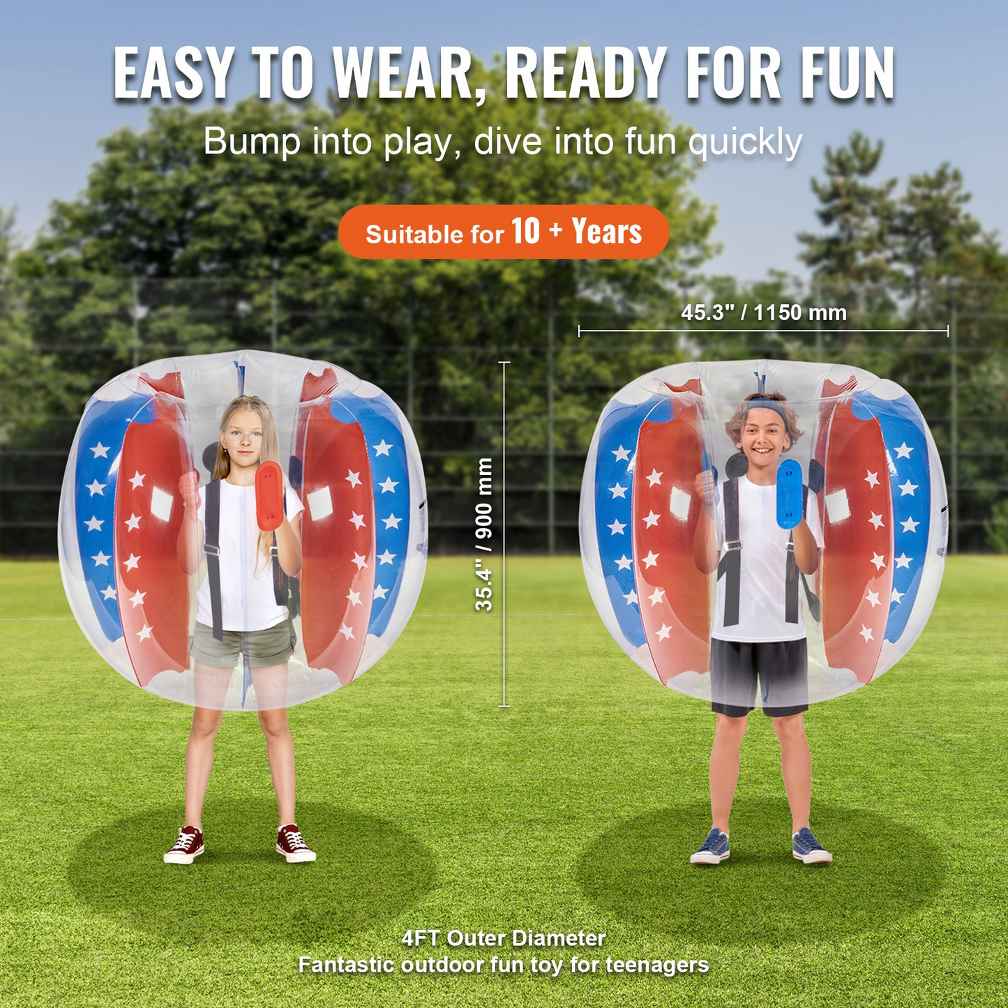 VEVOR Inflatable Bumper Balls 2-Pack 4FT/1.2M PVC Sumo Zorb Balls for Kid & Teen - Navarrete Furniture