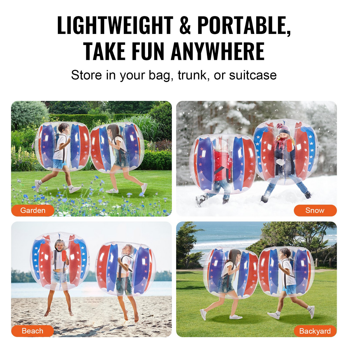 VEVOR Inflatable Bumper Balls 2-Pack 4FT/1.2M PVC Sumo Zorb Balls for Kid & Teen - Navarrete Furniture