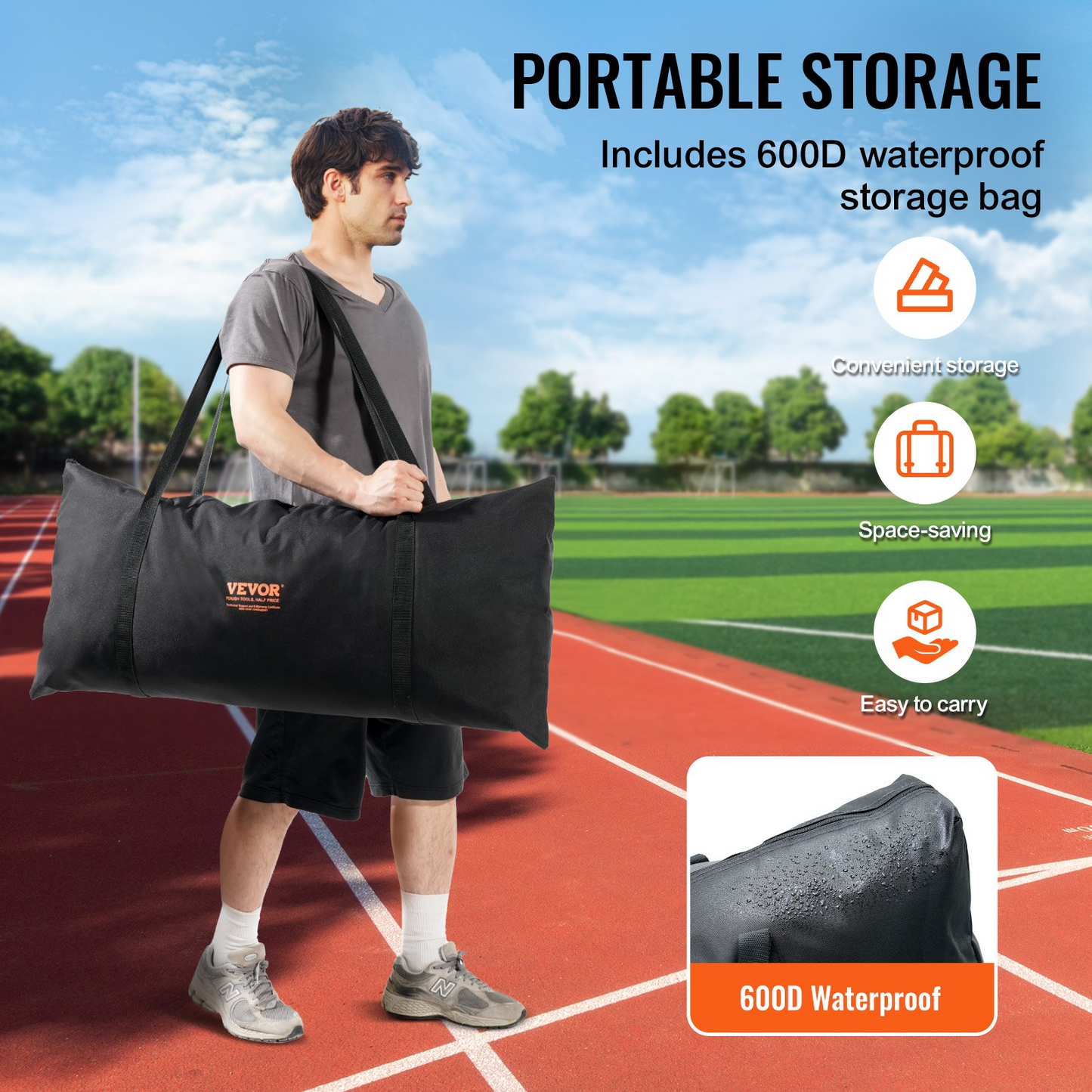 VEVOR Barricade Backstop Net, 16x10 ft Ball Sports Barrier Netting, Portable Practice Equipment with Carry Bag, Protection Screen for Baseball Softball Lacrosse Soccer Hockey Training, for Backyard - Navarrete Furniture