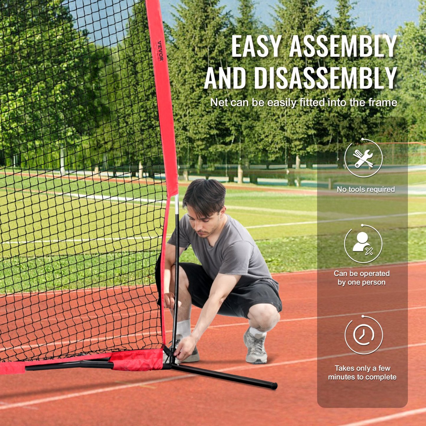VEVOR Barricade Backstop Net, 16x10 ft Ball Sports Barrier Netting, Portable Practice Equipment with Carry Bag, Protection Screen for Baseball Softball Lacrosse Soccer Hockey Training, for Backyard - Navarrete Furniture