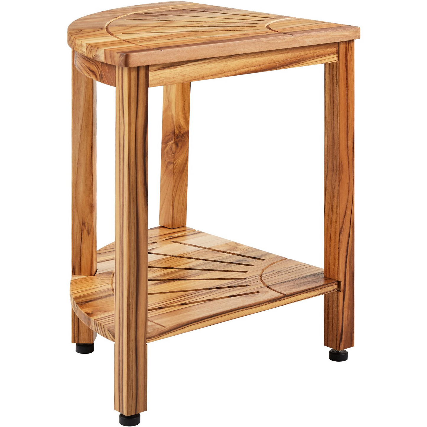 VEVOR Corner Teak Shower Bench, 18.5" Height 15.5" Radius, 100% Teak Wood Corner Shower Beach, 500 LBS with Storage Shelf, Shower Stool for Inside & Outside Shower, for Bathroom - Navarrete Furniture