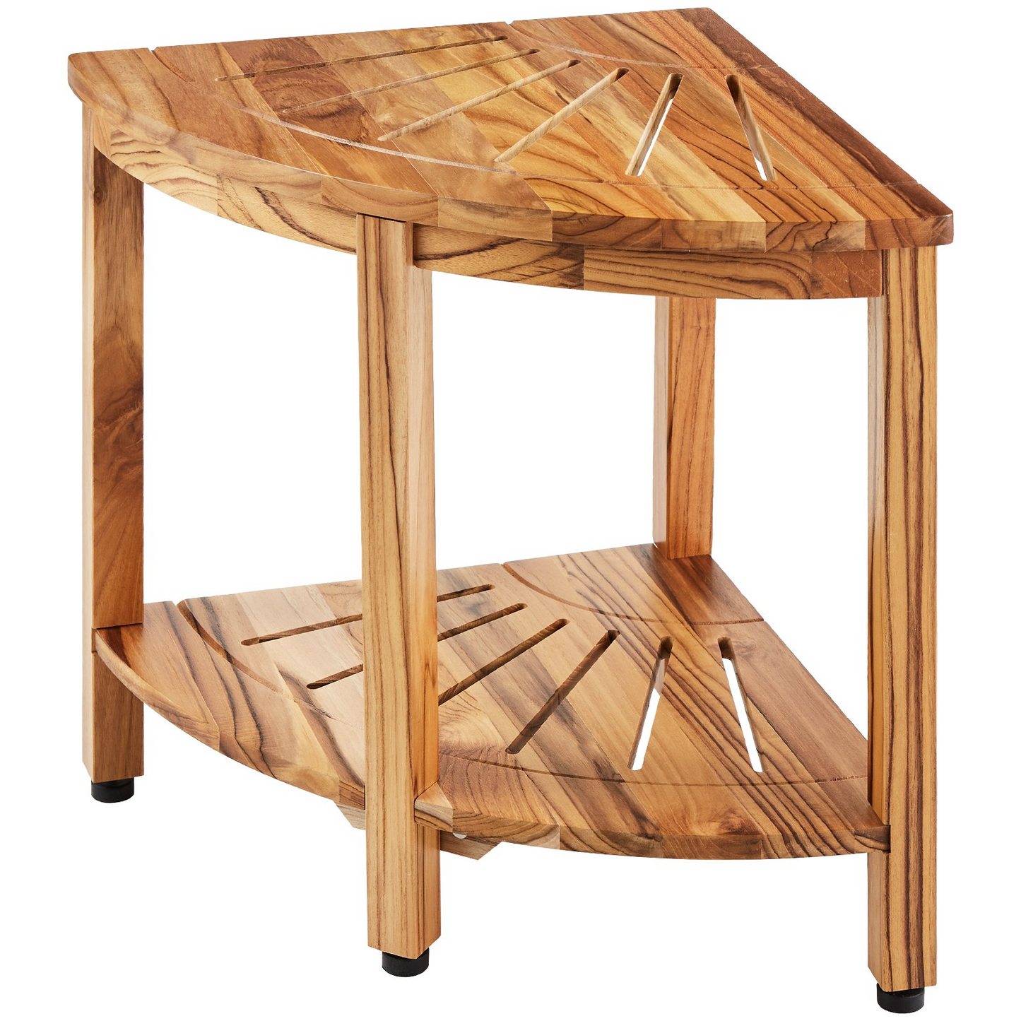 VEVOR Corner Teak Shower Bench, 18.5" Height 15.5" Radius, 100% Teak Wood Corner Shower Beach, 500 LBS with Storage Shelf, Shower Stool for Inside & Outside Shower, for Bathroom - Navarrete Furniture