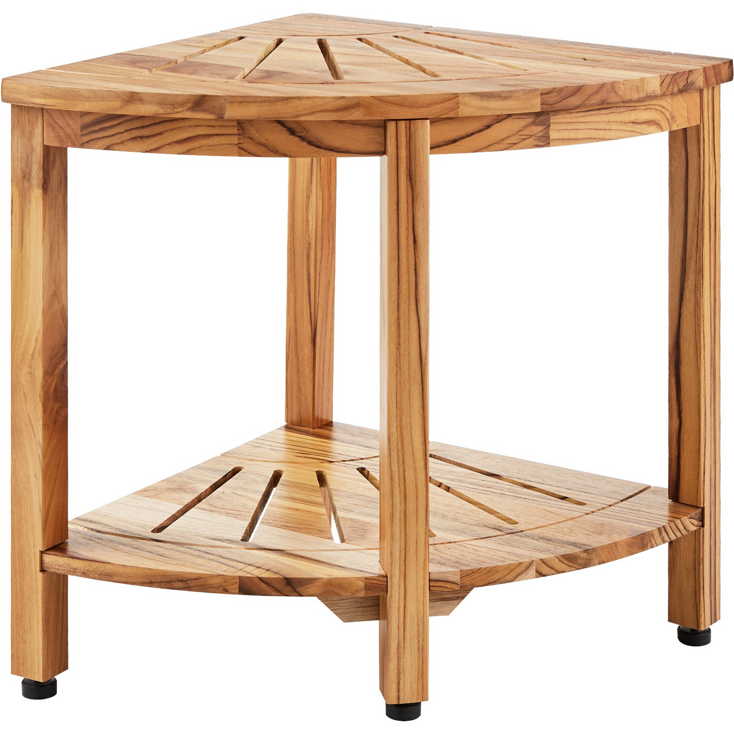 VEVOR Corner Teak Shower Bench, 18.5" Height 15.5" Radius, 100% Teak Wood Corner Shower Beach, 500 LBS with Storage Shelf, Shower Stool for Inside & Outside Shower, for Bathroom - Navarrete Furniture