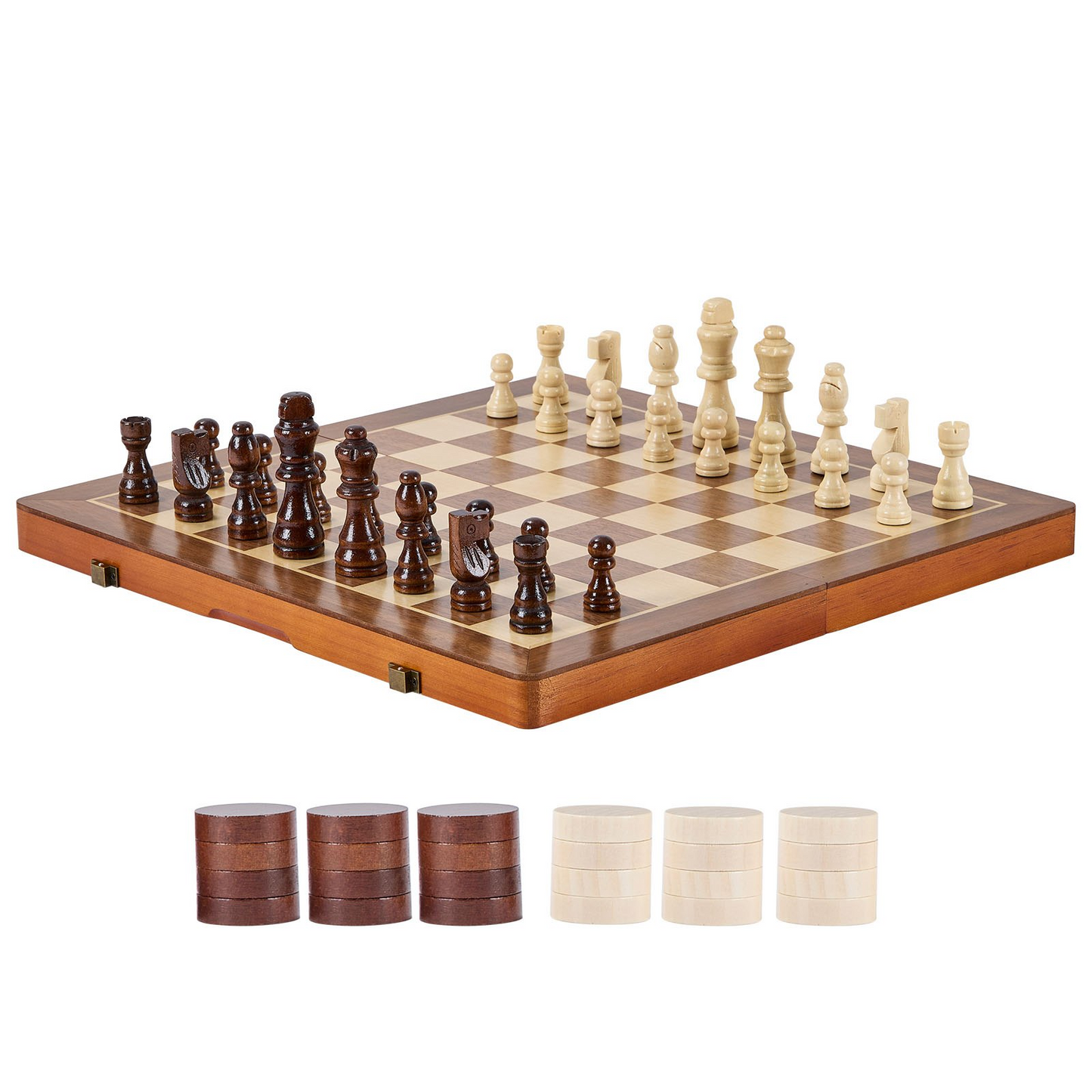VEVOR Magnetic Wooden Chess Set, 15 inch 2-IN-1 Chess Checkers Game Set, Folding Chess Board Games for Adults Kids, 2 Queens Portable Travel Gift Chess Set for Tournament Professional Beginner - Navarrete Furniture